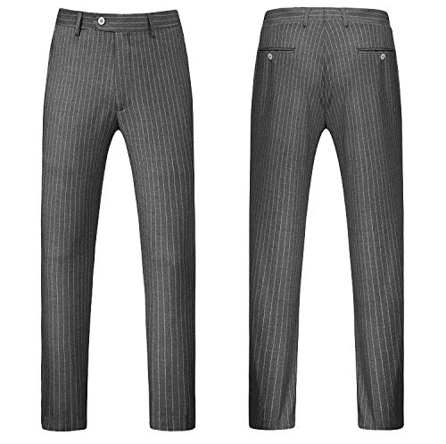 Men's 3-Piece Pinstripe Suit Set - Single Button Tuxedo Jacket with Matching Pants & Vest | Formal Business Attire, Wedding & Special Occasion Outfit