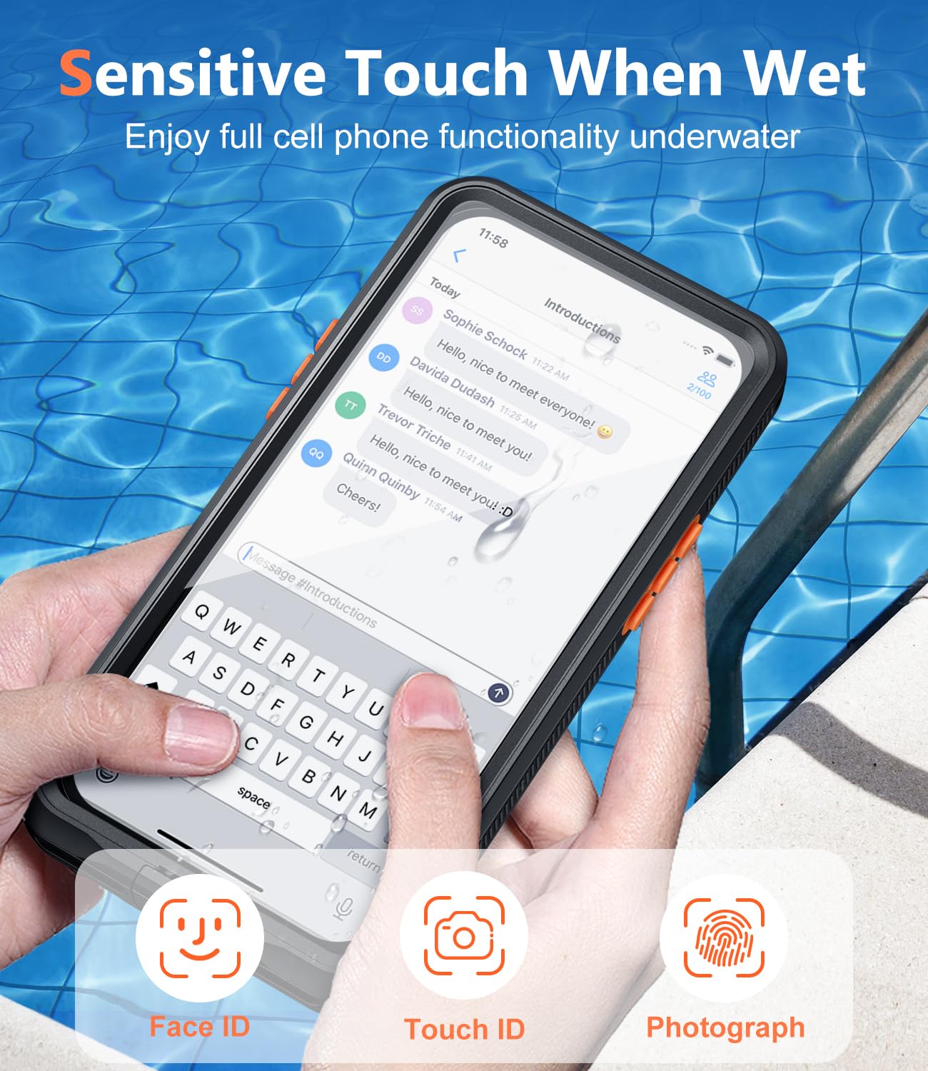 **IP68 Waterproof Phone Case for iPhone 15/14/13/12 Pro Max & 16/15/14 Plus – Underwater Protection for Snorkeling, Swimming & Beach Activities – Sensitive Touchscreen & Precise Buttons – 6.7
