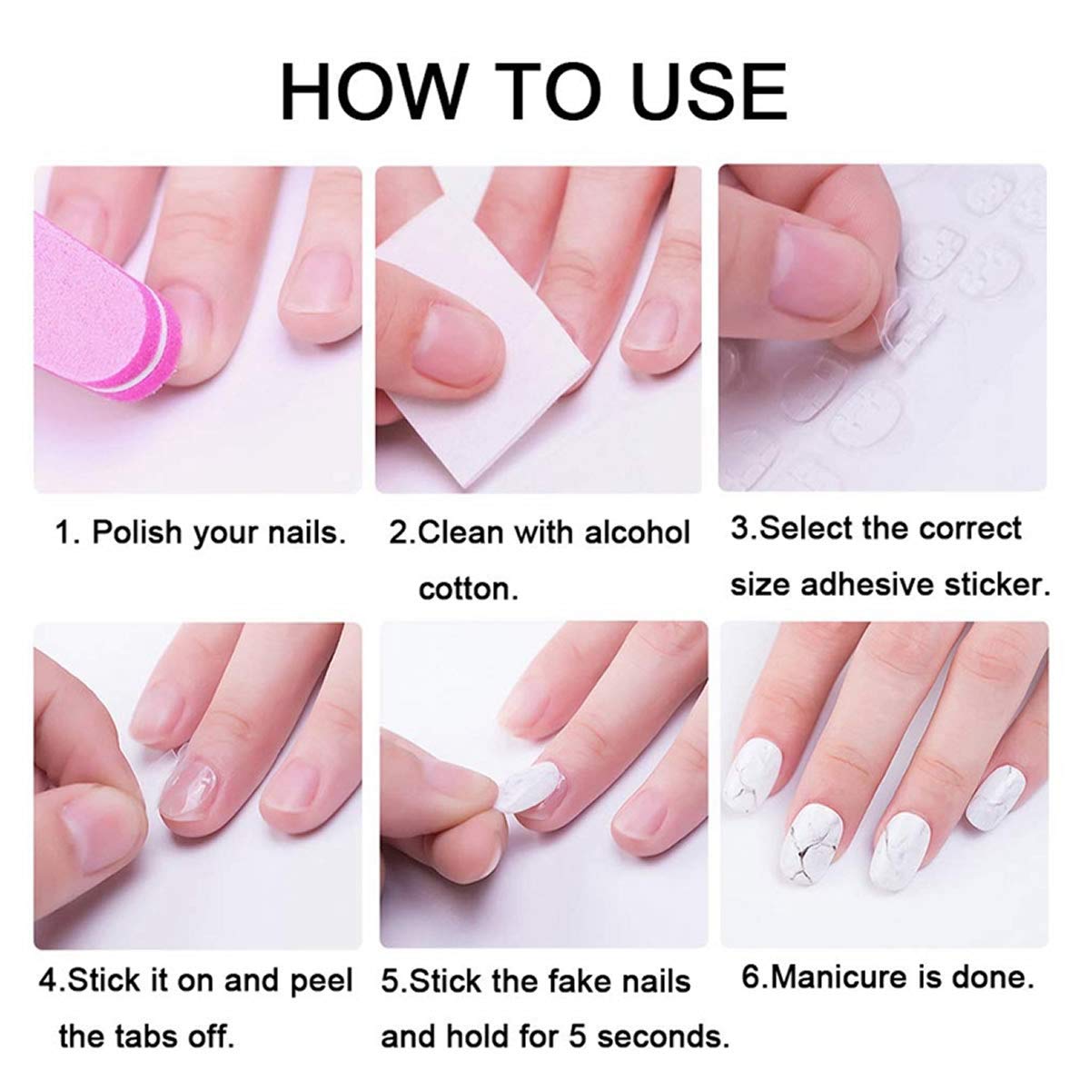 Professional Clear White Shining Artificial Fake Nails - 100pcs Empress Curve Tips with 3 Sheets Double Sided Nail Glue Stickers & 5g Glue | Complete Nail Art Kit for Salon, Home Manicure & Special Occasions
