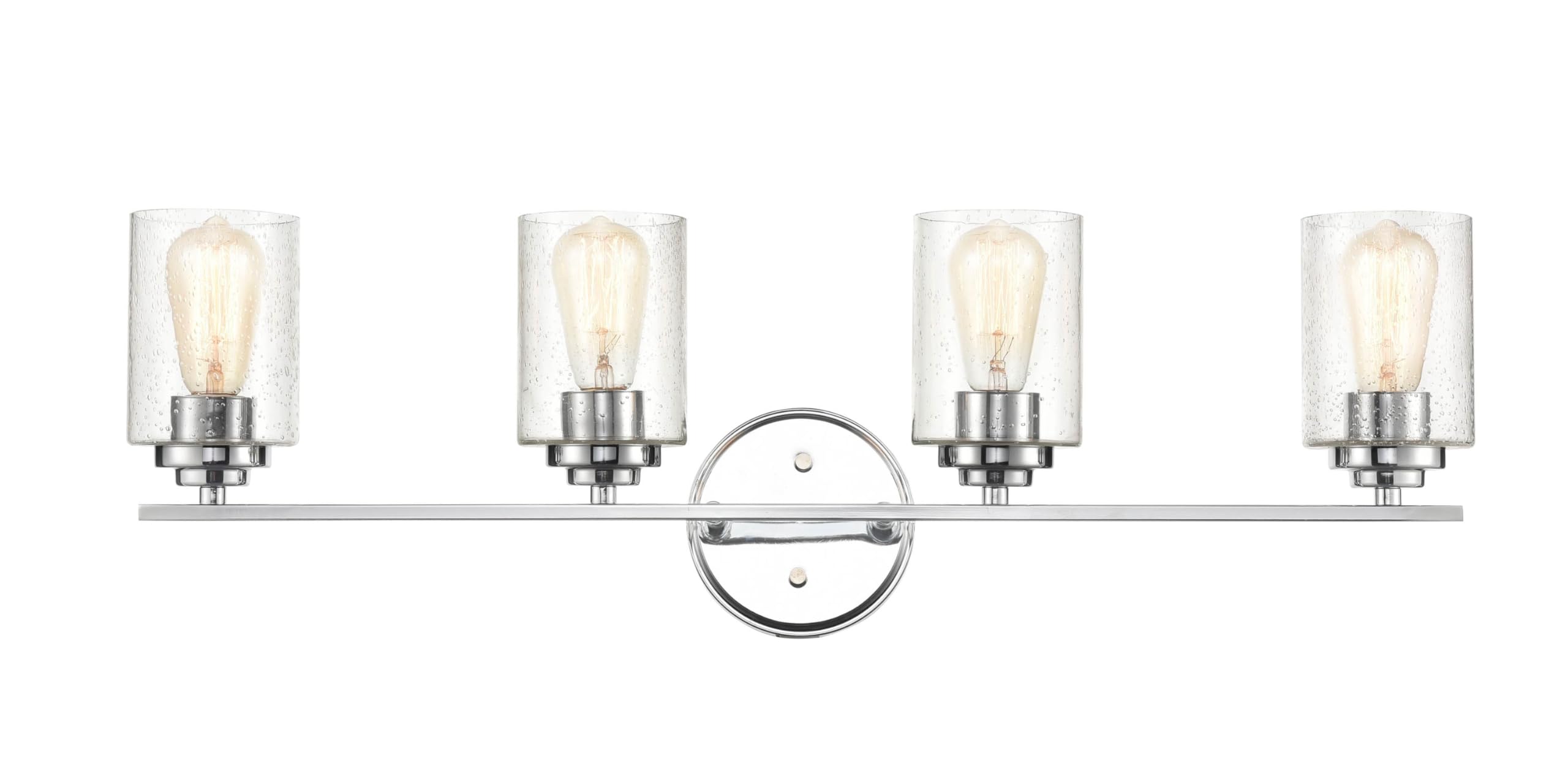 ML Lighting 3684-CH Chrome Finish Transitional 4-Light Bathroom Vanity Light - Perfect for Modern Bathrooms, Powder Rooms & Dressing Areas