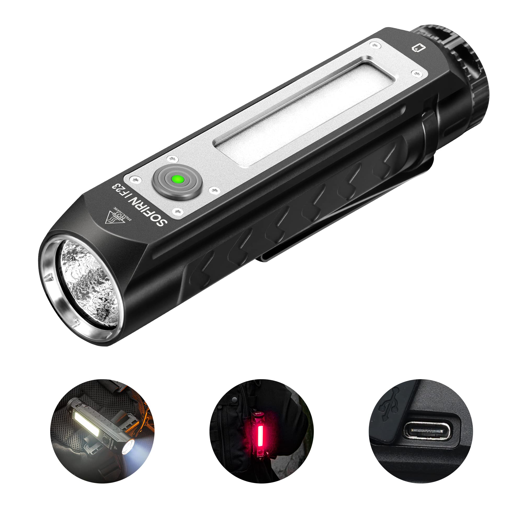 Sofirn IF23 4000lm Rechargeable LED Flashlight - Super Bright 4000 Lumens, EDC Flashlight with RGB & Magnetic Base - Perfect for Camping, Hiking, Power Outages & Emergency Situations