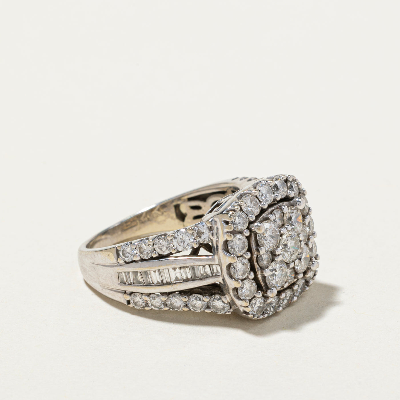 2.73ctw Diamond Cluster Halo Cocktail Ring - Size 7.25 | Elegant Statement Jewelry for Parties, Weddings & Special Occasions