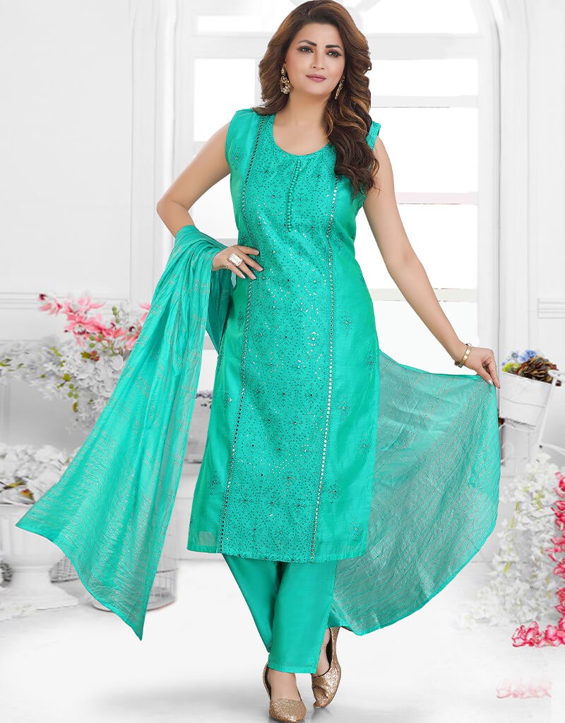 Elegant Blue Chanderi Silk Pant Salwar Suit for Women | Traditional Indian Ethnic Wear | Perfect for Weddings, Festivals & Special Occasions
