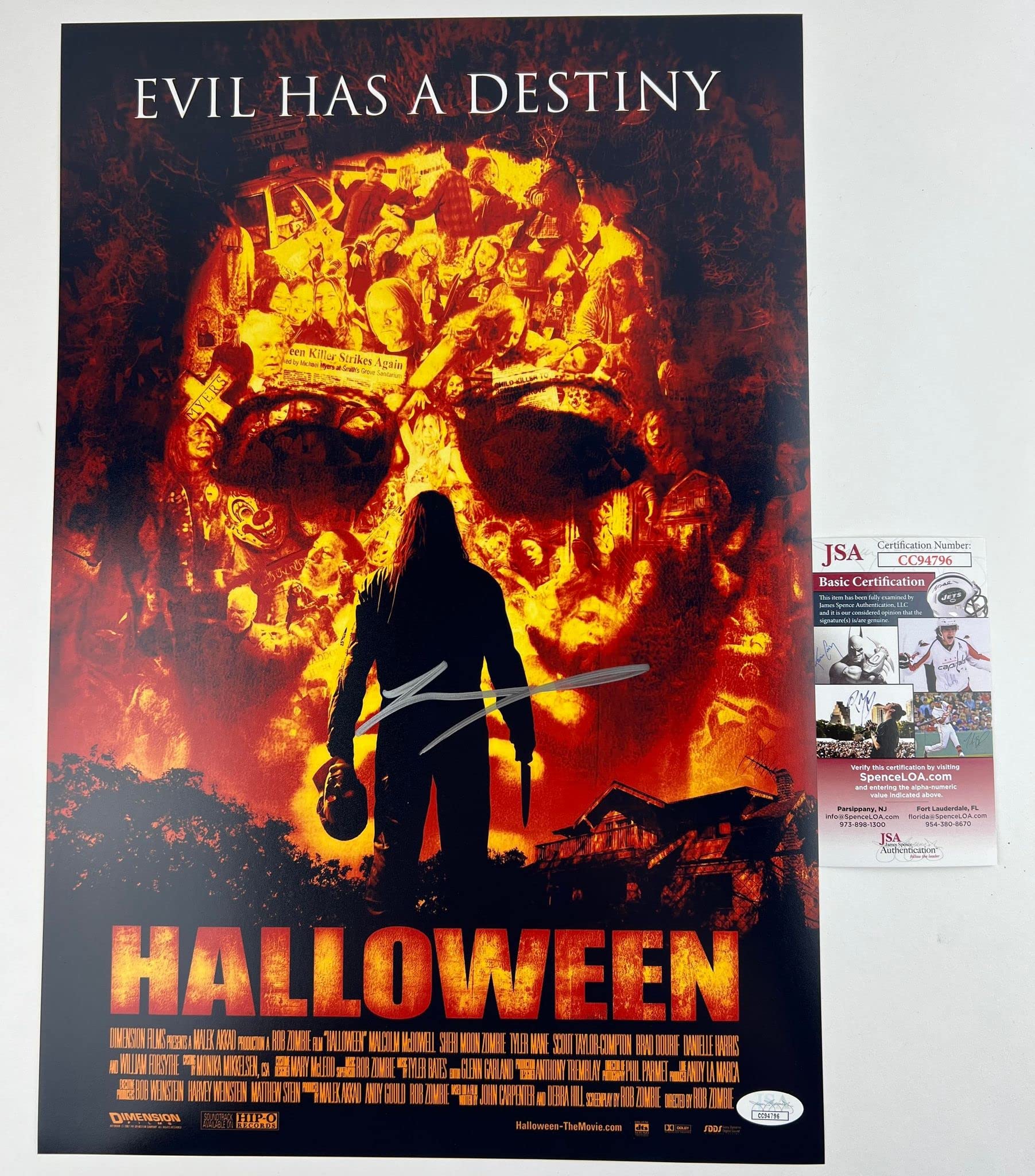 Tyler Mane Autographed 12x18 Halloween 2007 Movie Poster - Rob Zombie Film Collectible with JSA Certificate - Perfect for Horror Fans & Memorabilia Collections
