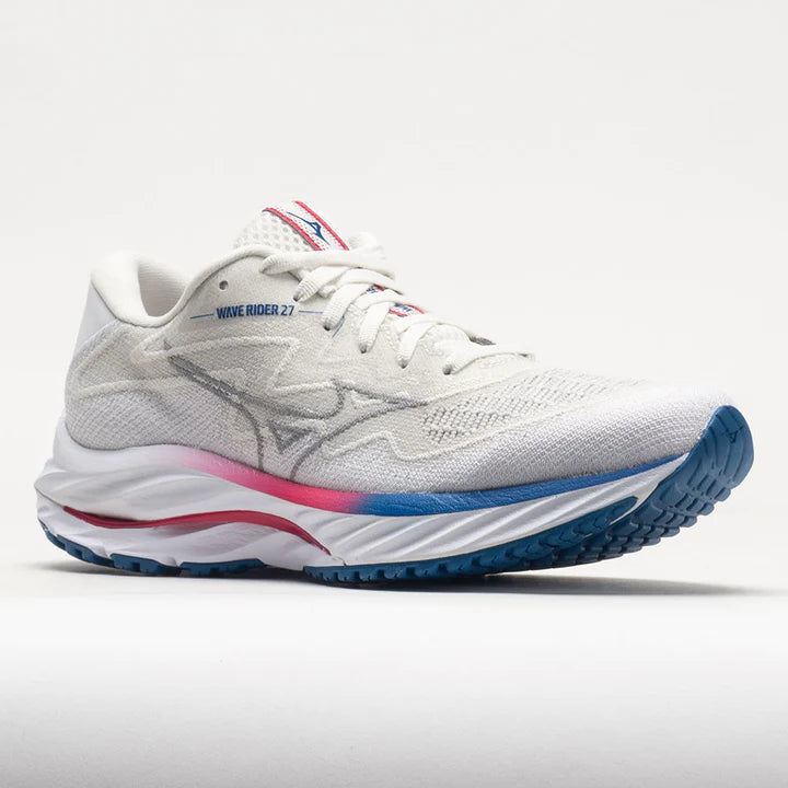 Mizuno Women's Wave Rider 27 Running Shoes - White/Ultimate Gray/Papyrus | Lightweight Cushioned Sneakers for Women | Perfect for Jogging, Gym Workouts & Daily Wear