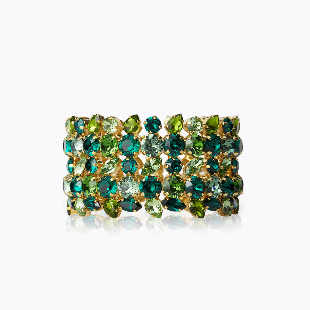 Stylish Multi Cuff Bracelet Set - Green & Gold Stackable Bangles for Women | Boho Chic Jewelry for Everyday Wear, Parties & Special Occasions