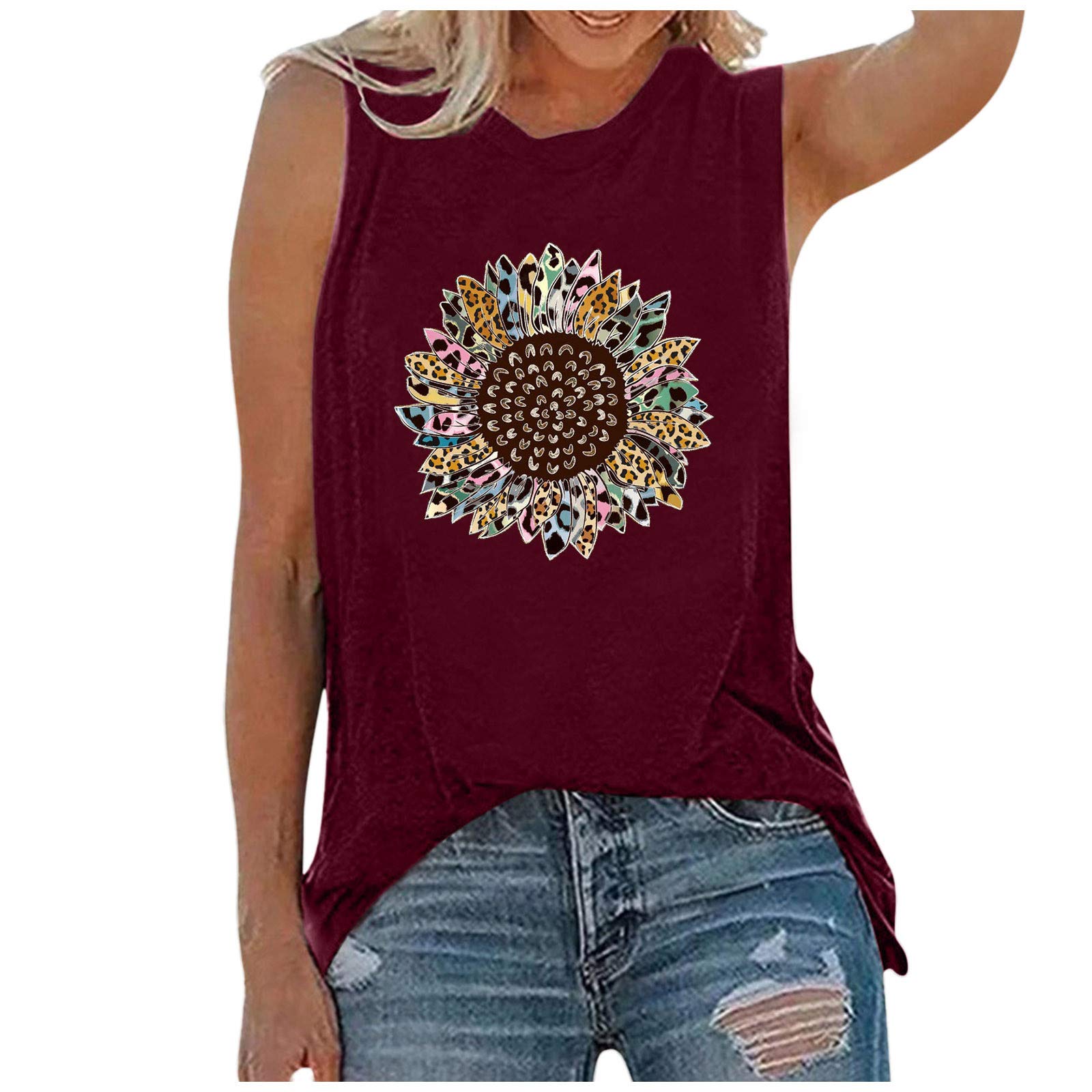 Plus Size Women's White Sleeveless Workout Tank Top with Letter Print - O-Neck Tunic Blouse for Gym, Yoga & Casual Wear