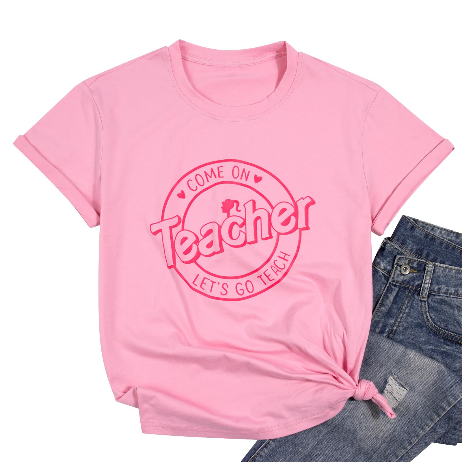 Vintage 80s 90s Teacher Shirts for Women - Retro Casual Short Sleeve T-Shirt with 'Teach Love Inspire' Design - Perfect for Elementary School Teachers, Teacher Appreciation Week & Casual Wear
