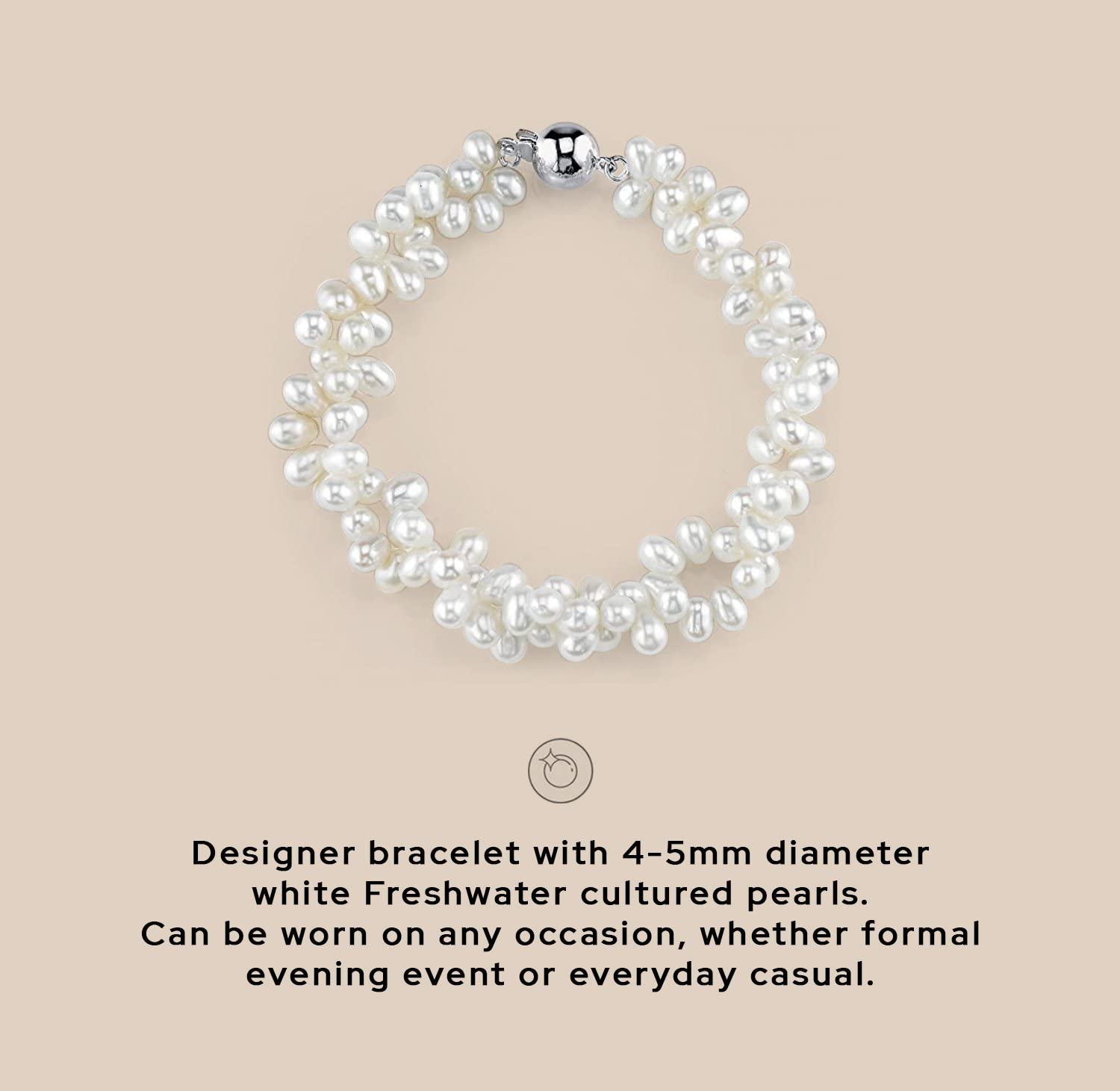 4-5mm White Freshwater Pearl Bracelet for Women - Cultured Rice Shaped Pearls in 925 Sterling Silver | Elegant Pearl Jewelry Gift for Christmas, Anniversary & Special Occasions | Perfect for Weddings, Parties & Formal Events