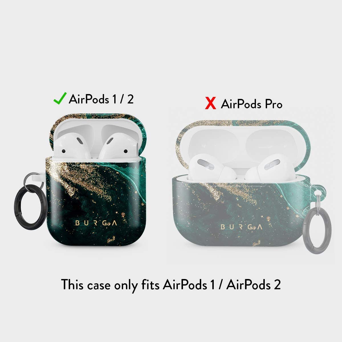 BURGA iPhone 13 Case & AirPods Case Bundle - Fashion Protective Hard Plastic Cover for Apple AirPods 1/2 & iPhone 13 Pro Max - Emerald Pool Design for Women | Perfect for Daily Use, Travel & Gift Giving