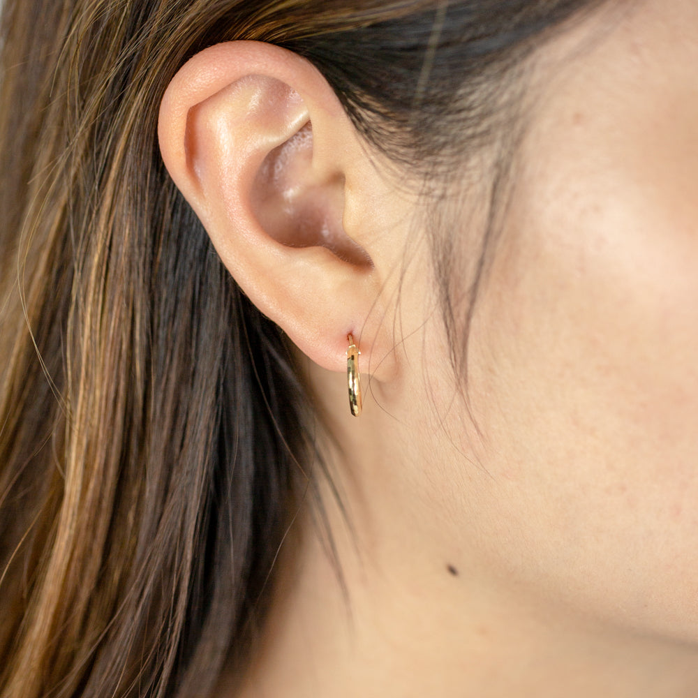 9ct Yellow Gold 10mm Diamond Cut Hoop Earrings for Women - Elegant Everyday Jewelry for Work, Party & Special Occasions