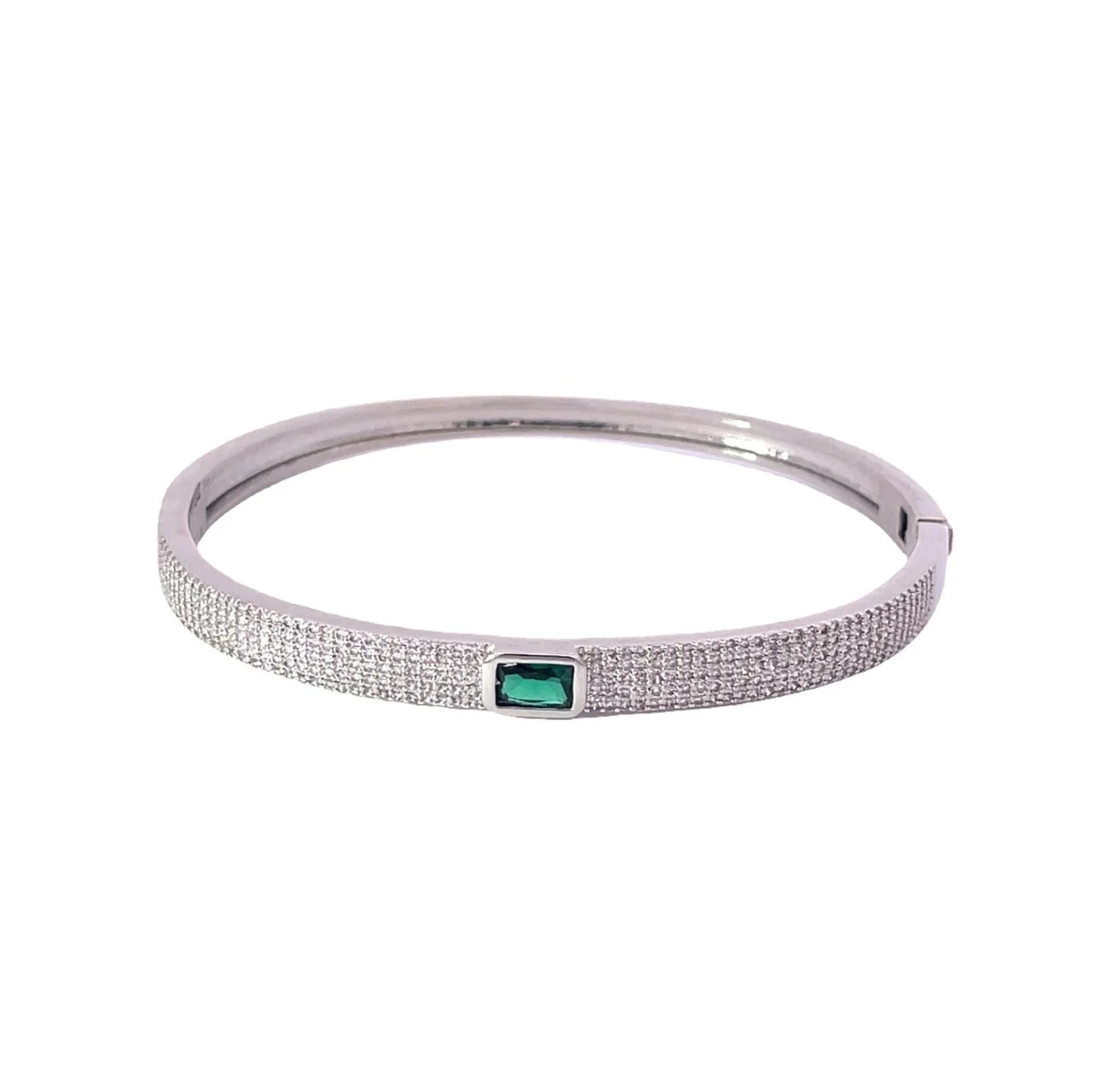 Elegant Pavé Center Stone Bangle Bracelet for Women - Perfect for Weddings, Parties & Everyday Wear