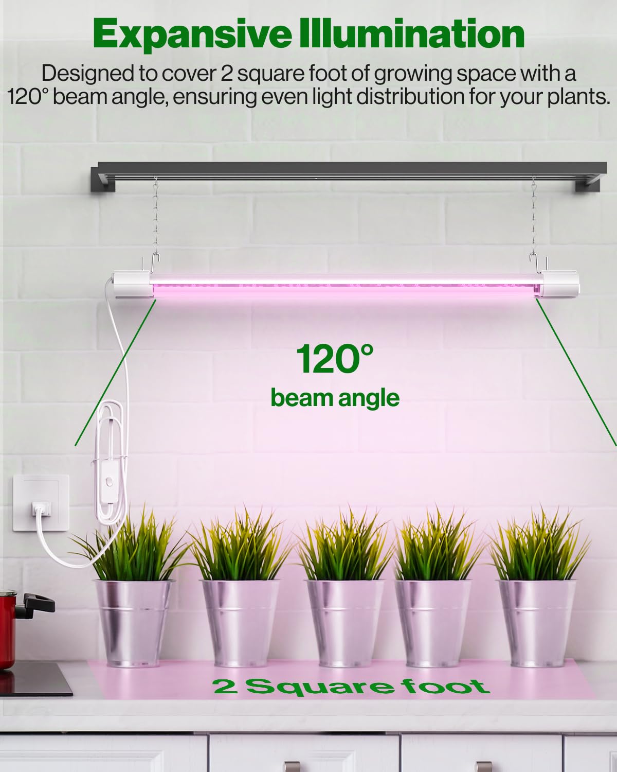 Sunco 8 Pack 2ft LED Grow Light - 20W Full Spectrum Plant Light for Seed Starting, Seedlings & Indoor Plants - Linkable Up to 8 Fixtures with Inline Switch (ETL Certified) - Perfect for Hydroponics, Greenhouses & Home Gardening