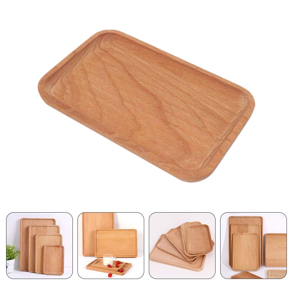 Hemoton Wooden Serving Tray - 1pc Natural Wood Food Tray for Dinner Plates, Cake & Dessert Display | Household Tableware Storage Plate | Perfect for Dining, Entertaining & Kitchen Organization