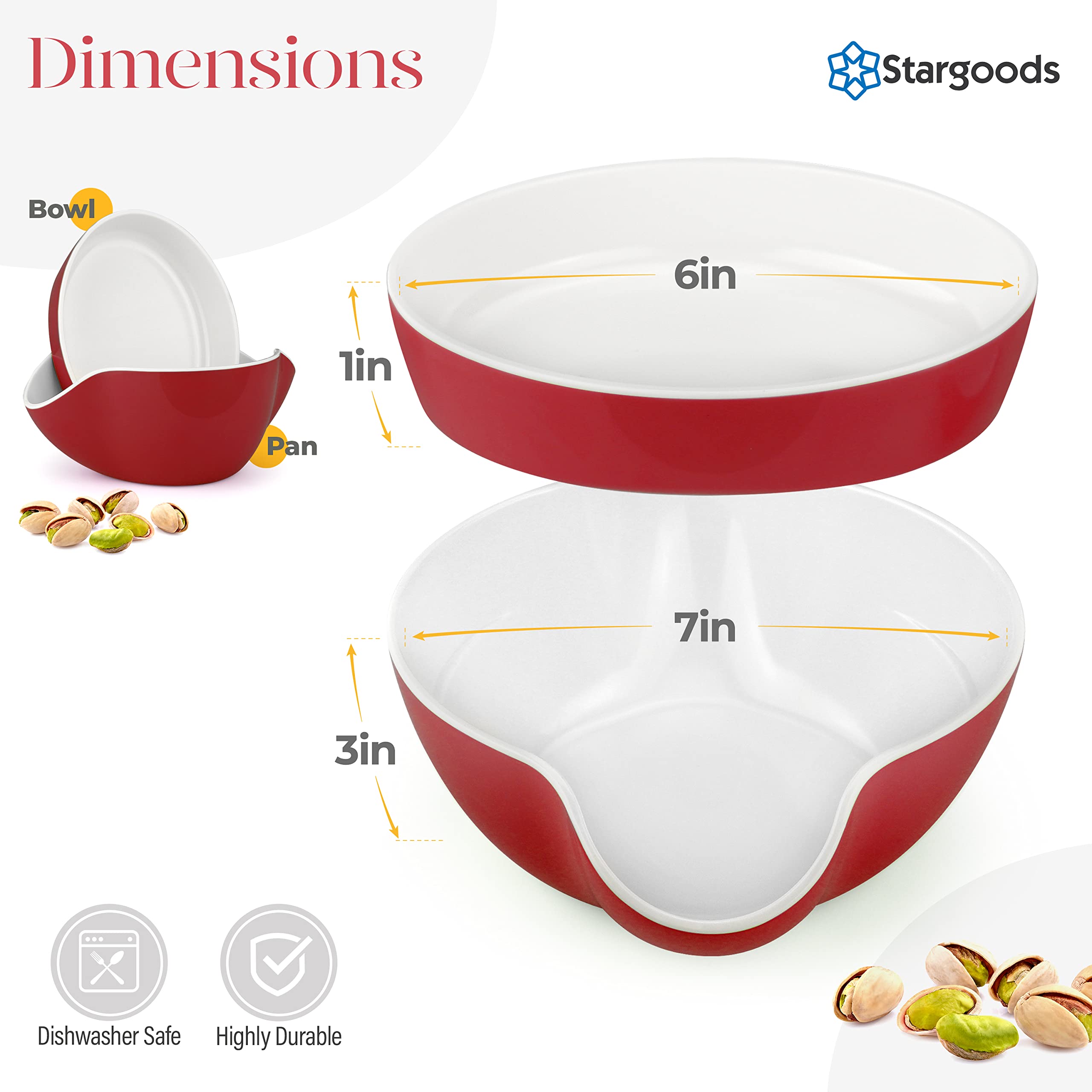 Premium Pistachio Bowl - Double Peanut Snack Serving Dish with Nut Shell Storage - Perfect for Candy, Nuts & Party Snacks - Ideal for Entertaining, Movie Nights & Family Gatherings