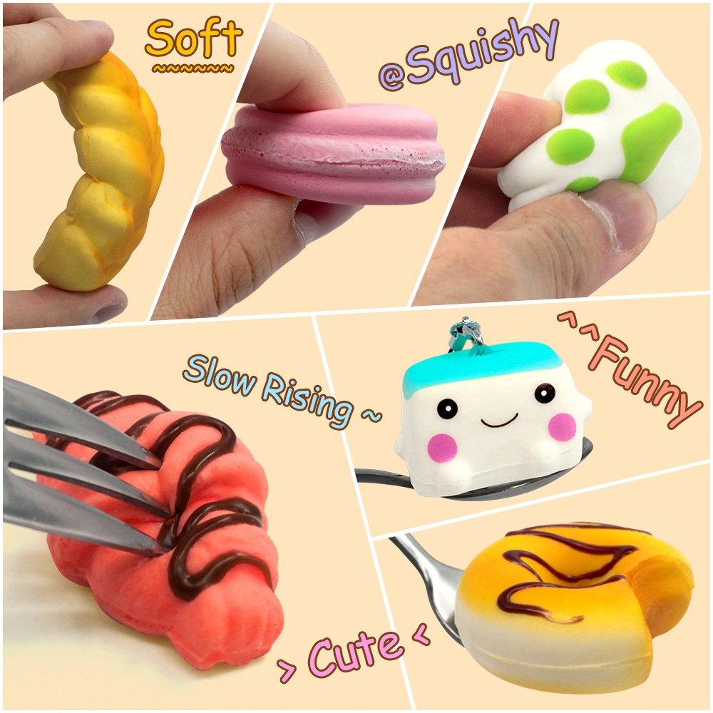 BUDI Upgraded 30Pcs Kawaii Squishies - Super Slow Rising Squeeze Fidget Toys for Stress Relief, Random Cute Animal Phone Straps - Perfect for Adults & Kids Birthday Favors, Treasure Box Fillers, Pinata Toys, and Pretend Play Scenarios