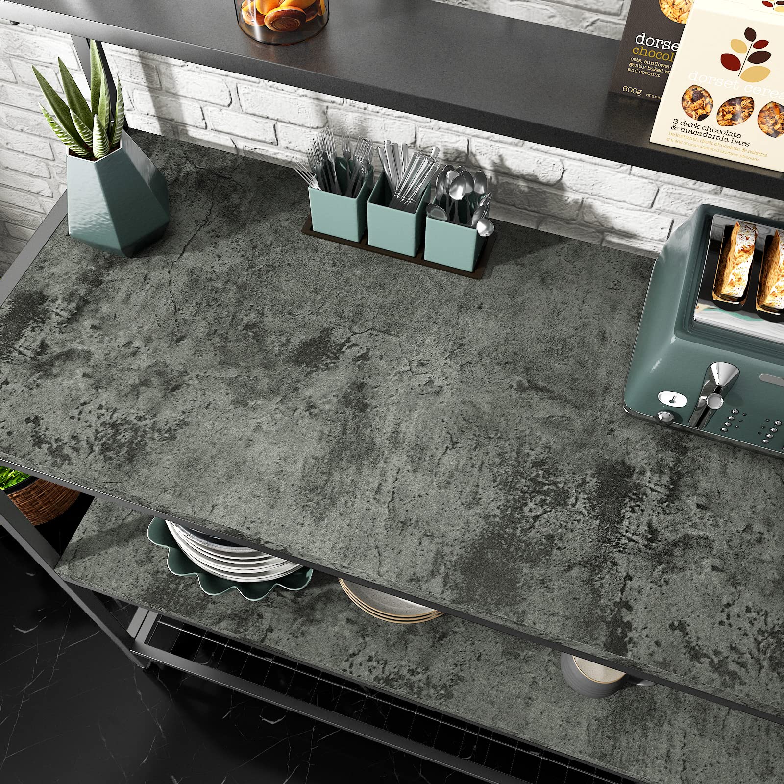 VaryPaper Large Industrial Style Concrete Wallpaper - 32''x118'' Thick Peel and Stick Contact Paper, Waterproof Self-Adhesive Grey Cement Wallpaper Roll for Countertops, Bathroom, Bedroom & Kitchen - Perfect for Modern Home Decor, Office Accent Walls & DIY Furniture Makeovers