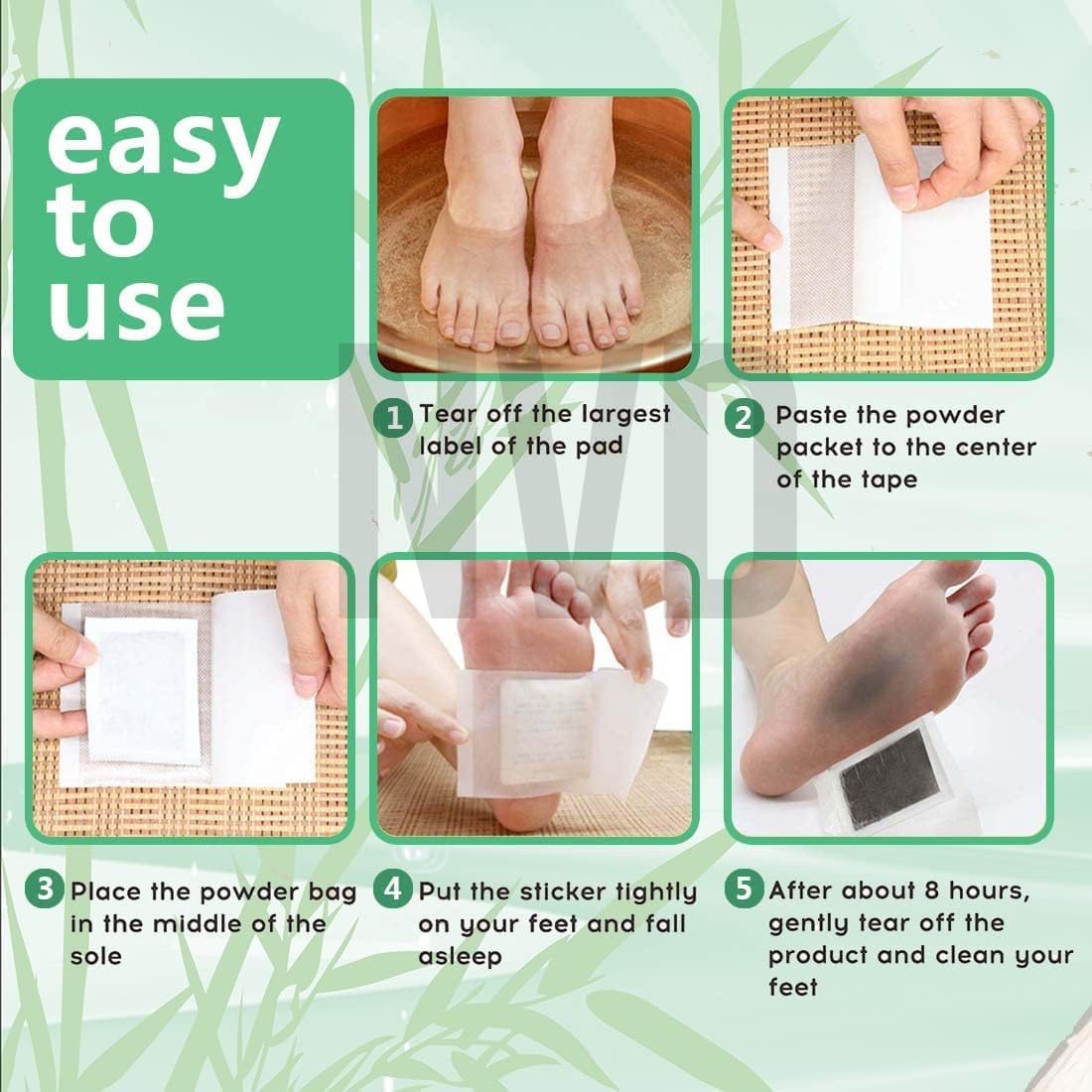NVD Detox Foot Patches - Natural Bamboo Vinegar & Ginger Foot Pads for Cleansing, Toxin Removal & Foot Pain Relief (20 Count) | Stress Relief & Better Sleep | Perfect for Post-Workout Recovery & Nighttime Relaxation