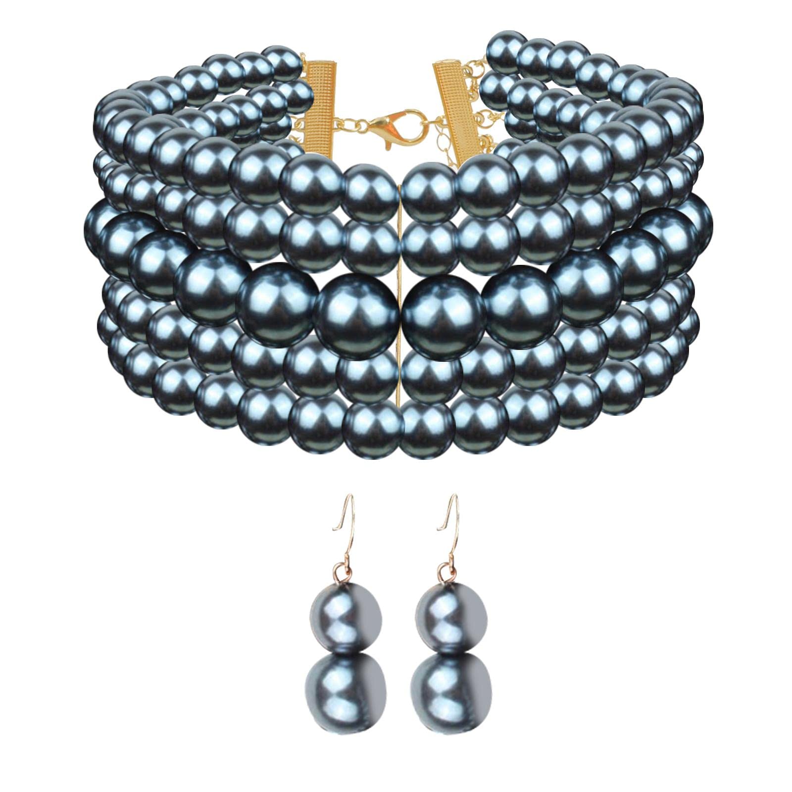 Harilla Pearl Choker Necklace Set for Women - Bridal Party Jewelry Gift