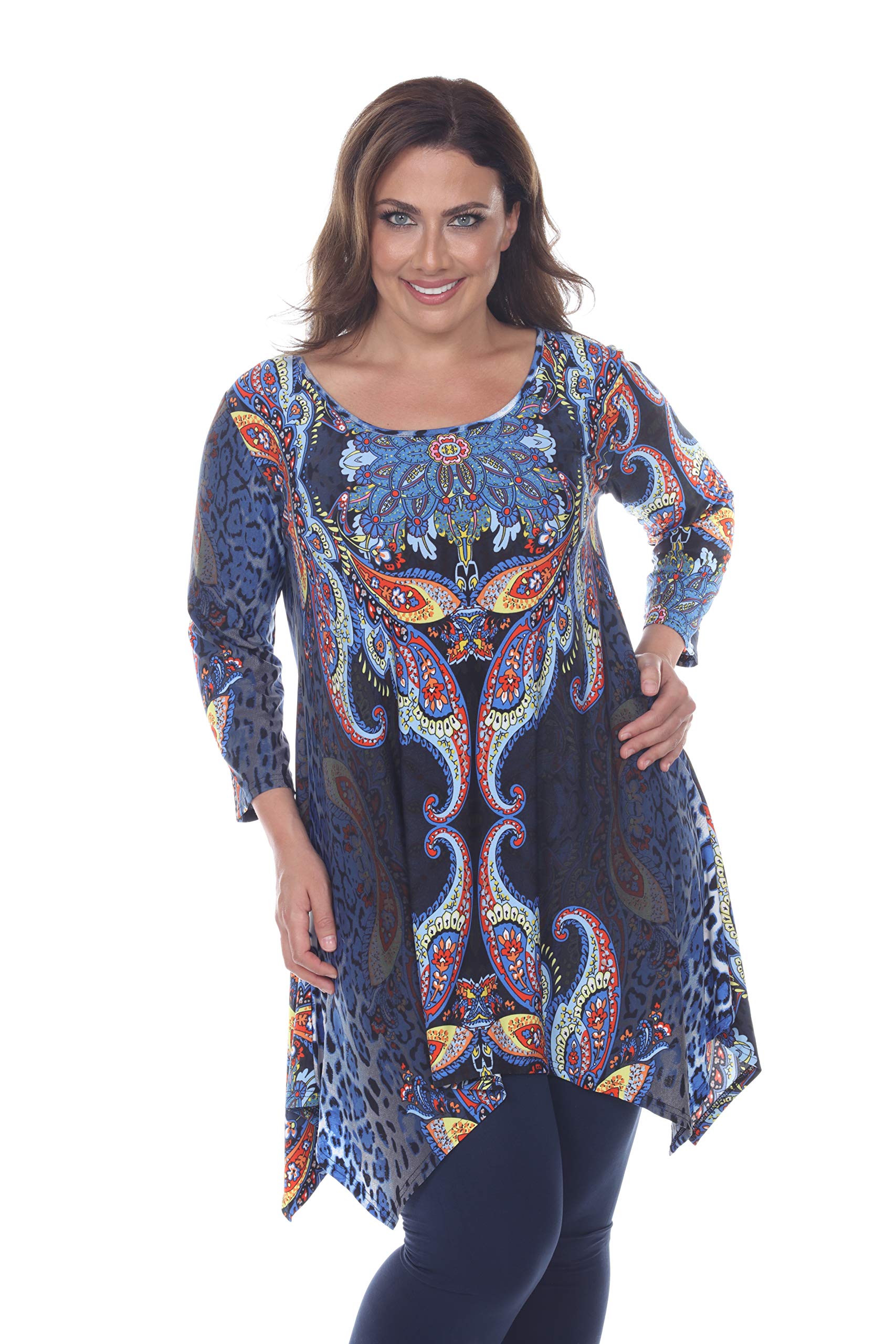 White Mark Women's Plus Size Marlene Tunic Top - Flowy Casual Blouse for Work & Weekend Outfits