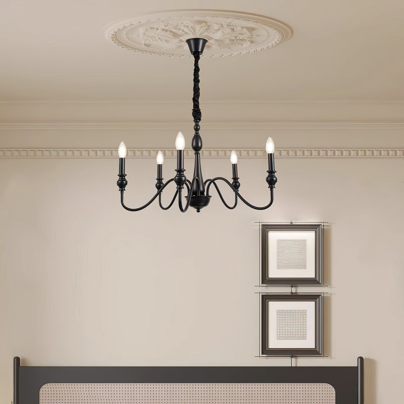 Baxton Candelabra Chandelier - Elegant 5-Light Crystal Ceiling Fixture for Dining Room, Bedroom & Living Room Lighting