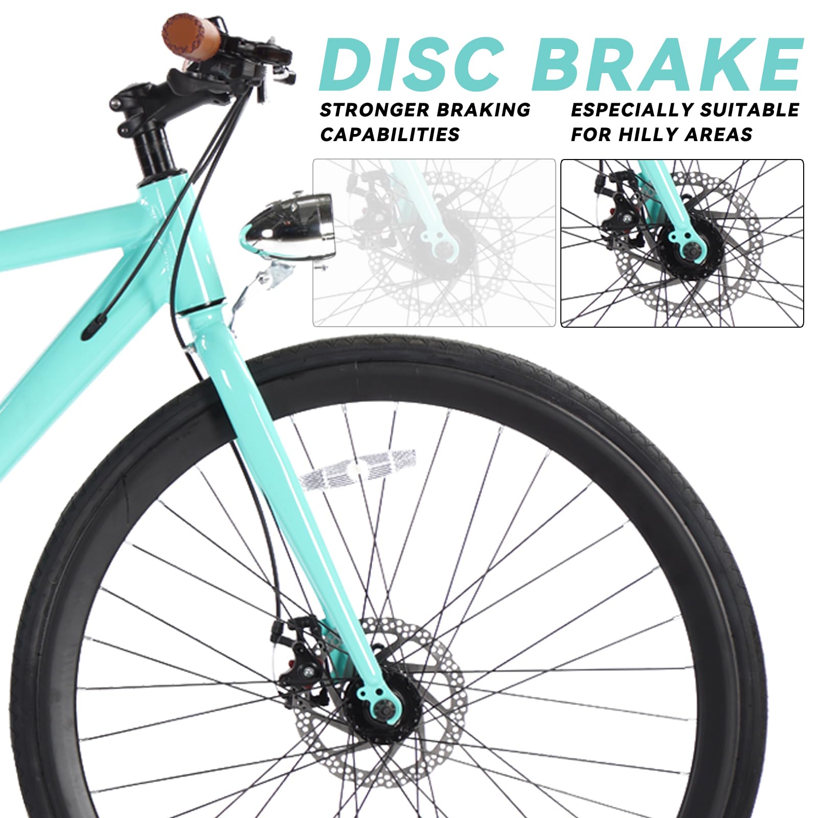 **700C Hybrid Road Bike for Men & Women - 7-Speed Drivetrain, Step-Through or Step-Over Frame, Built-in Lights - Perfect for Commuting, Fitness & Leisure Rides**