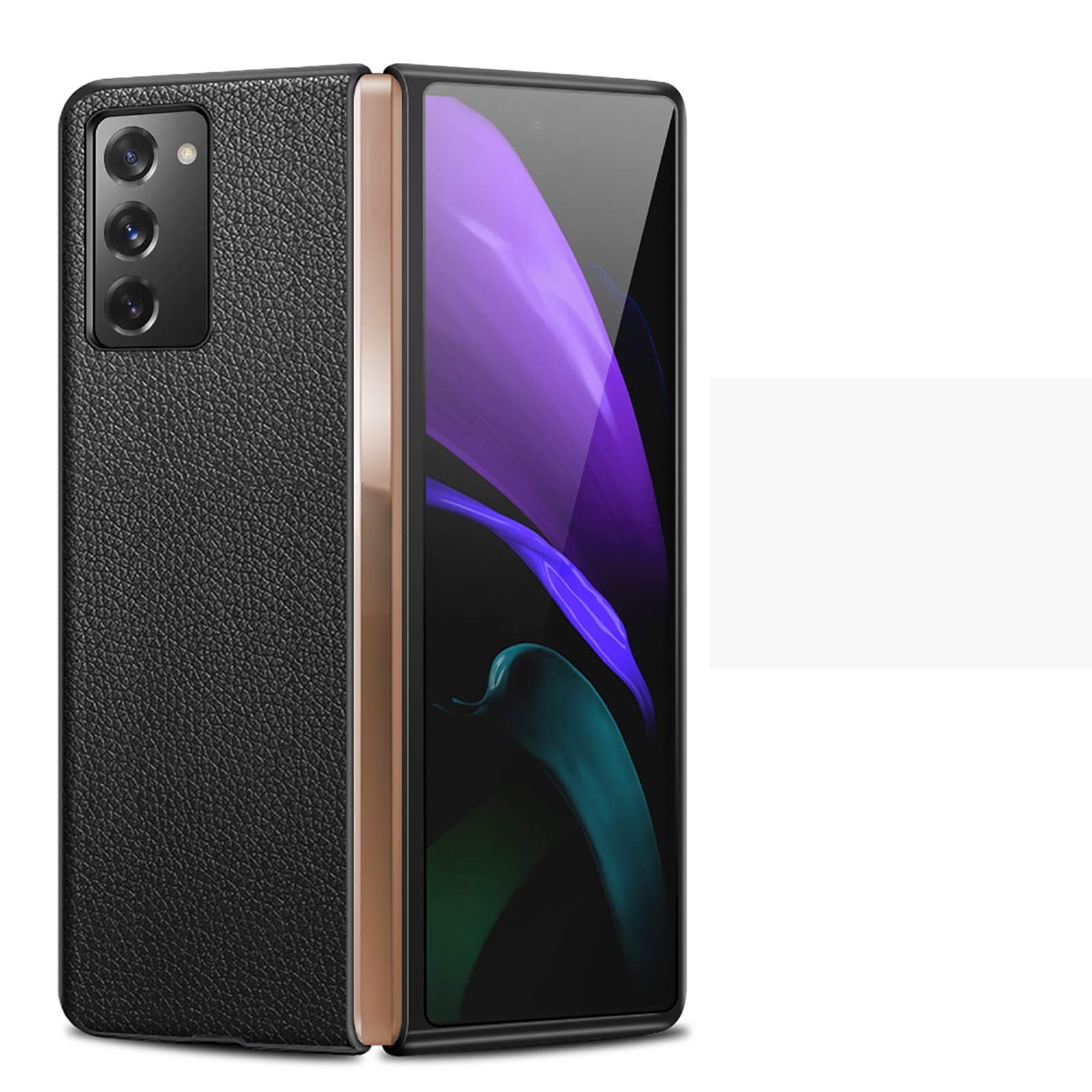 Premium Leather Phone Case for Samsung Galaxy Z Fold 2 - Shockproof Protective Cover with Full-Body Protection (Black) | Slim Durable Design for Business & Travel Use