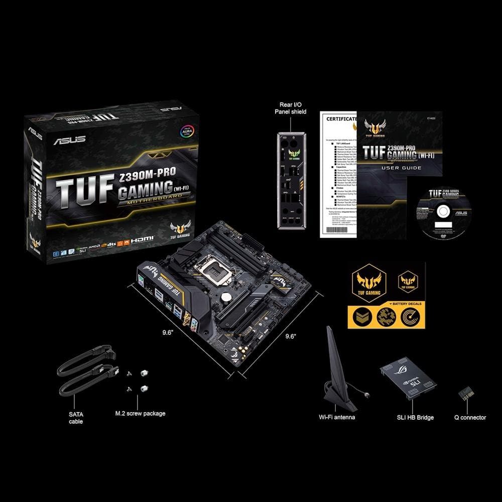 ASUS TUF Z390M PRO GAMING (WIFI) mATX Motherboard - Intel Z390 Chipset, DDR4, Dual M.2, USB 3.1 Gen2 - Perfect for Gaming PC Builds & High-Performance Workstations