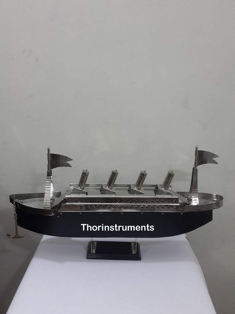 THOR INSTRUMENTS Titanic Ship Model with Tall Anchor - Vintage Nautical Decor for Home, Office, or Bar - Rustic Wooden Boat Display & Unique Gift Idea for Men & Women