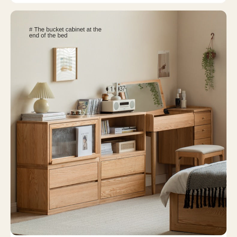 Modern Oak Solid Wood TV Stand with Free Combination Storage Shelves - Perfect for Living Room, Home Theater & Entertainment Center Organization