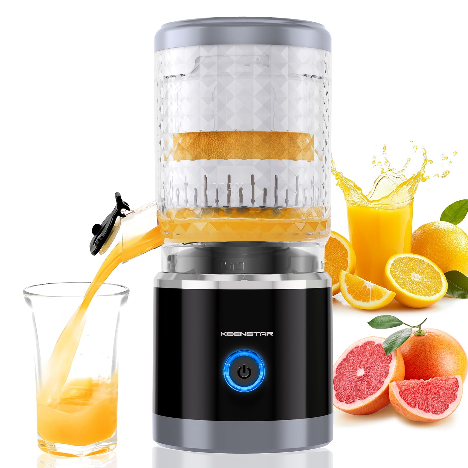 Electric Citrus Juicer - Automatic Orange/Lemon/Grapefruit Squeezer with High Juice Yield, One-Touch Operation, Easy Cleaning Brush & Power Cord | Perfect for Breakfast, Juice Bars & Healthy Home Cooking
