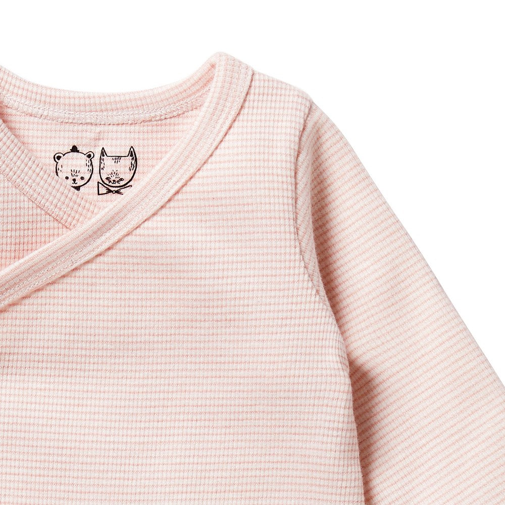 Organic Stripe Rib Kimono Bodysuit - Soft Cotton Baby Romper for Newborns & Infants - Perfect for Playtime, Photos & Everyday Wear