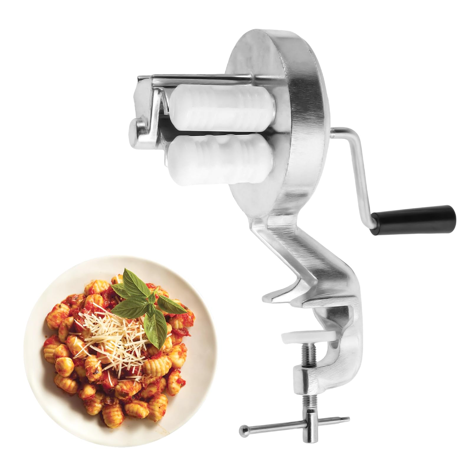VAVPUP Manual Pasta Maker Machine - Hand Crank Cavatelli & Macaroni Maker - Durable Noodle Press for Authentic Italian Pasta - Perfect for Home Kitchens & Italian Cooking Enthusiasts - Ideal for Making Fresh Pasta, Cavatelli, Macaroni & More