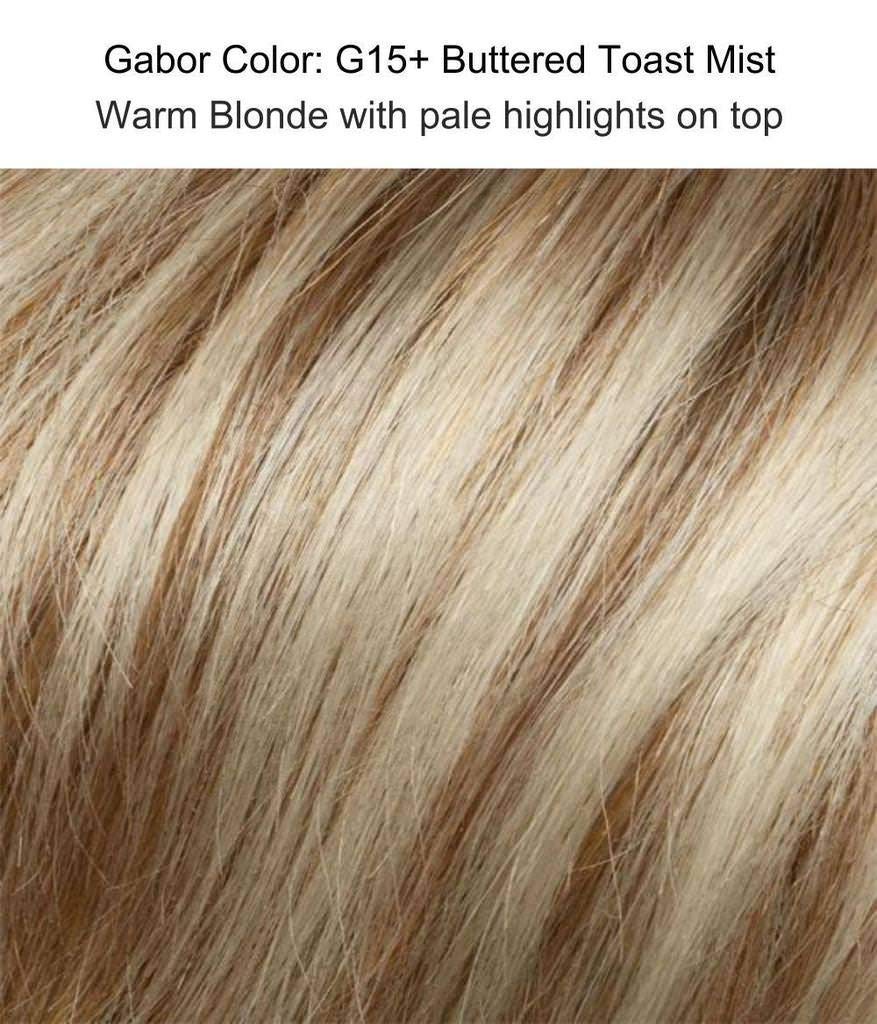 Gabor Wigs Short Textured Boy Cut Zest Wig Color G15+ Buttered Toast Mist - Average Cap, Capless, Wide Stretch, Thinner Lace Bundle with MaxWigs Hairloss Booklet | Perfect for Everyday Wear, Cosplay & Hair Loss Solutions
