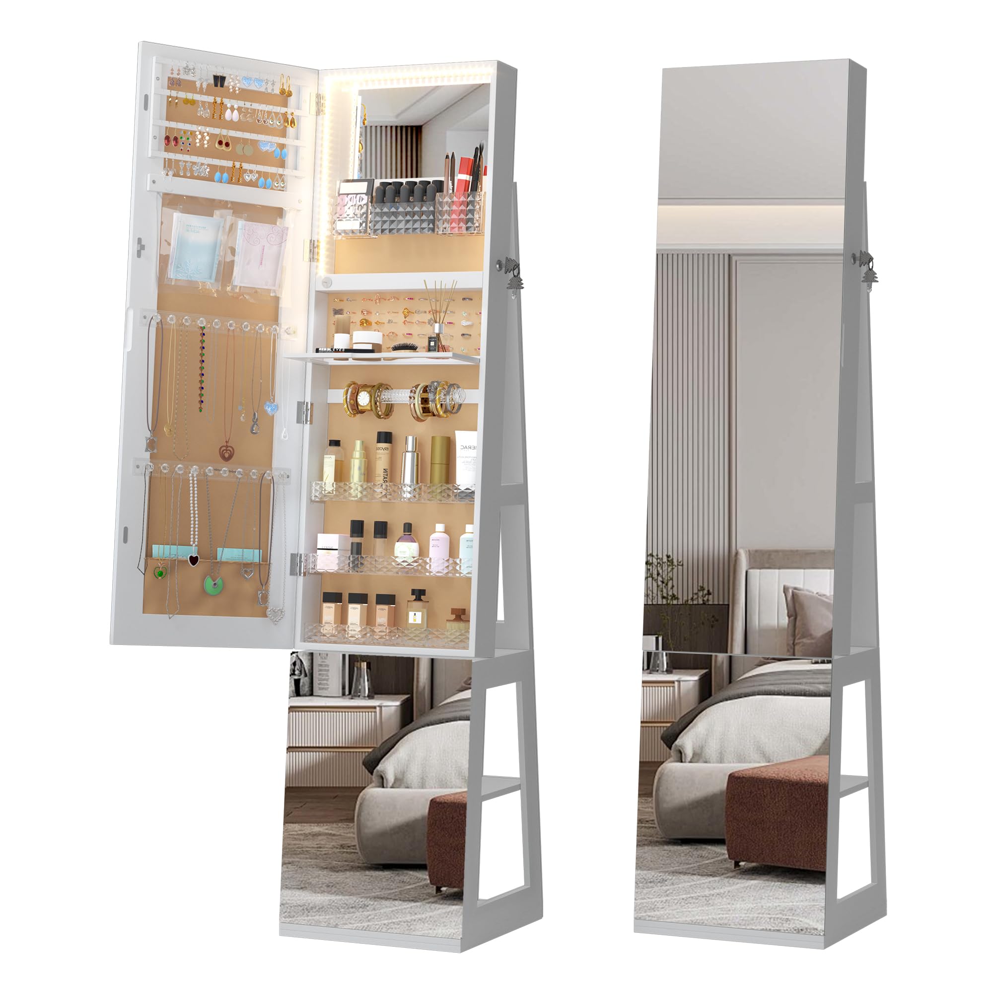360° Swivel Jewelry Cabinet with LED Lights - 63