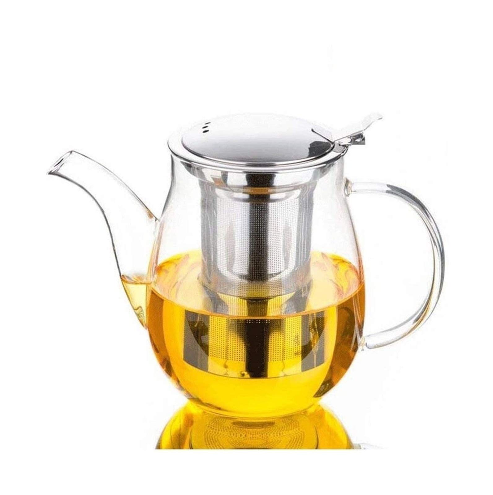 Premium 500ml Glass Teapot with Stainless Steel Filter - Heat-Resistant Borosilicate Kettle for Loose Leaf Tea | Perfect for Home, Office & Tea Ceremonies (Color: A)