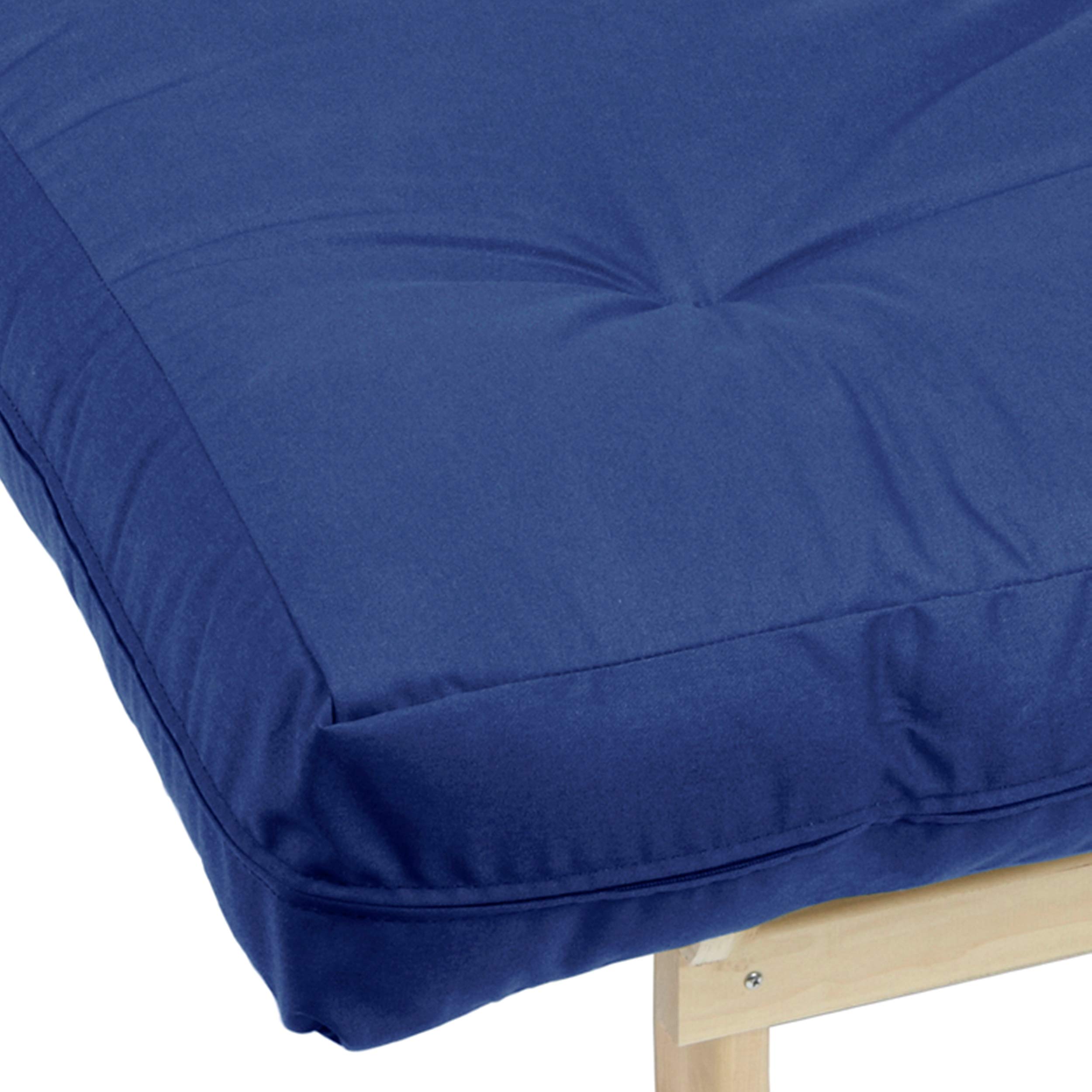 Mozaic Queen Size 10-inch Cotton Twill Futon Mattress - Blue | Comfortable & Durable Sofa Bed Mattress for Guest Room, Dorm, Apartment & Small Spaces