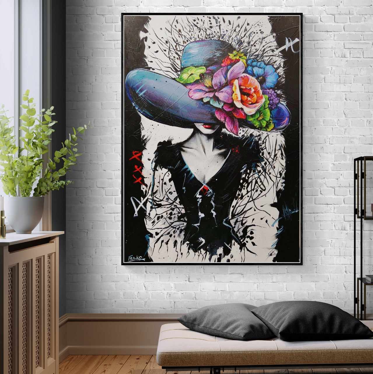 140cm x 100cm Abstract Floral Textured Canvas Painting - Elegant Wall Art for Living Room, Bedroom & Office Decor