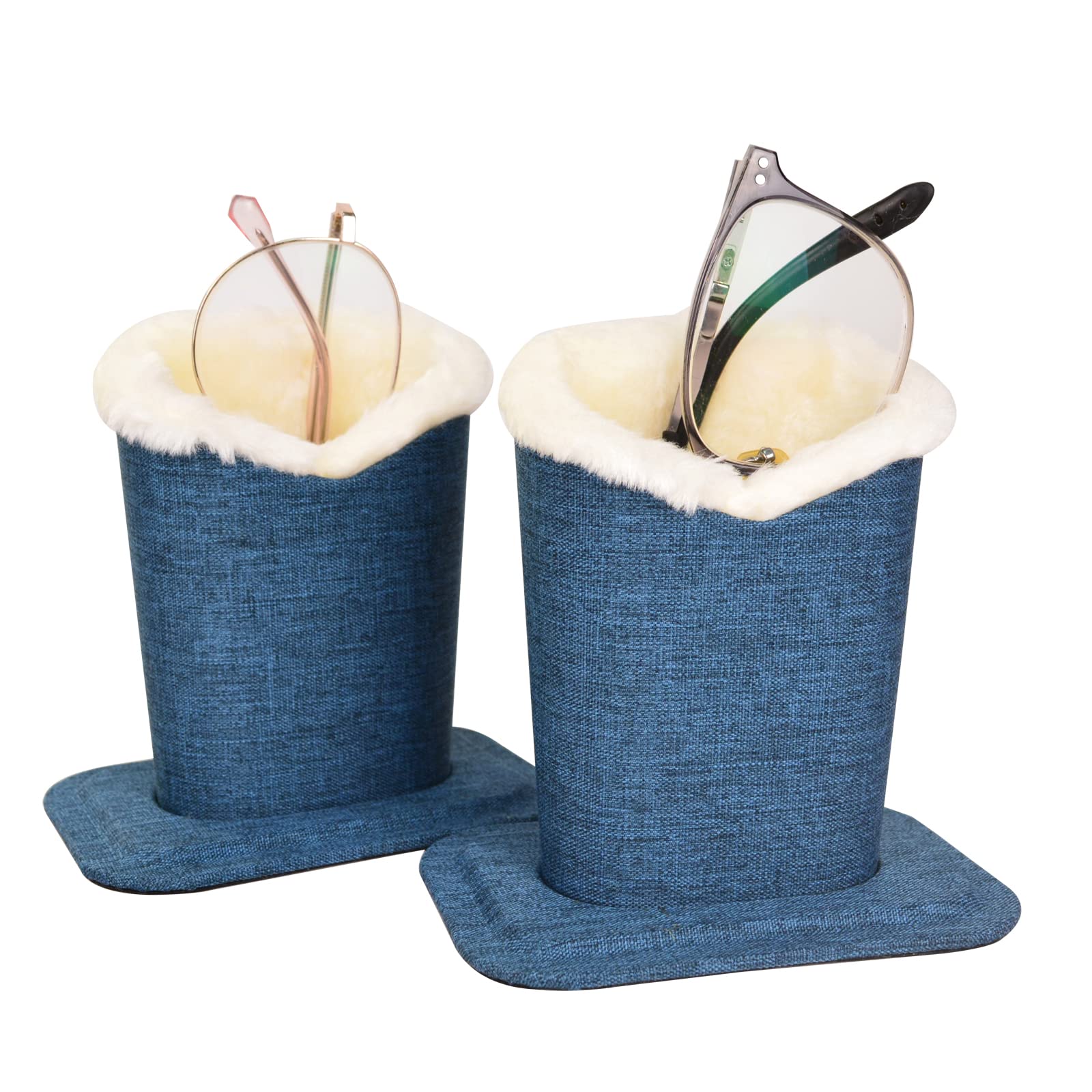 Baitaihem 2 Pack Plush Lined Eyeglass Holder Stand - Soft Protective Glasses Case for Desk & Nightstand - Perfect for Home, Office, and Travel Organization