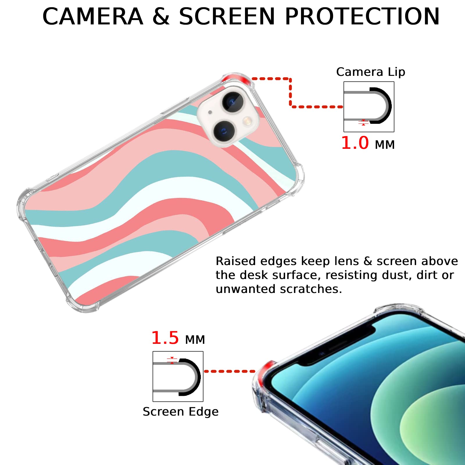 Pastel Aesthetic Peachy Green White Abstract iPhone 13 Case - Minimalist Soft TPU Bumper Cover with Fluid Art Design | Perfect for Everyday Use, Work & School Accessories