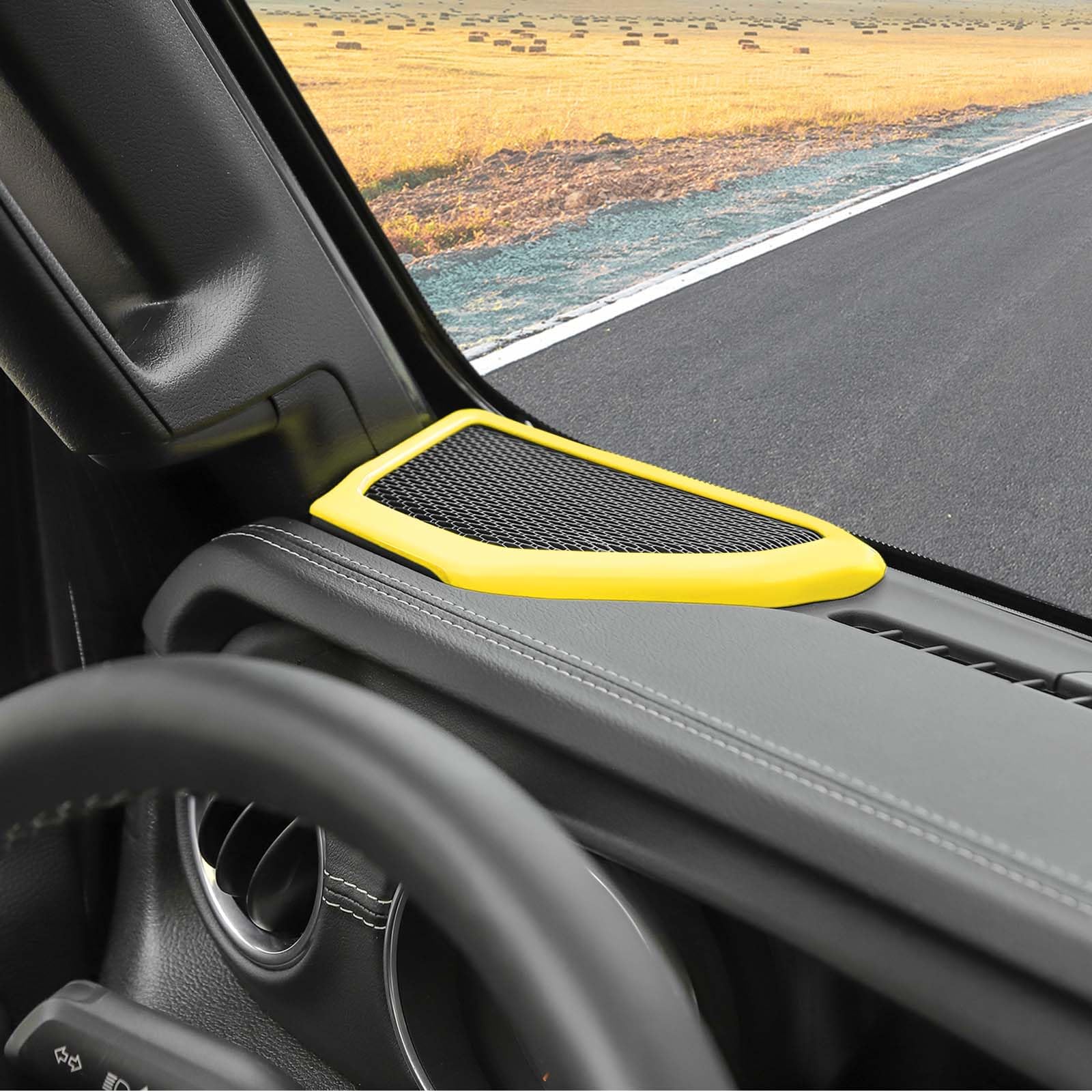 Jeep Wrangler JL JLU & Gladiator JT A-Pillar Speaker Trim Cover (2018-2024) - Yellow Interior Accessories (2-Piece Set) | Perfect for Off-Road Adventures & Custom Car Upgrades