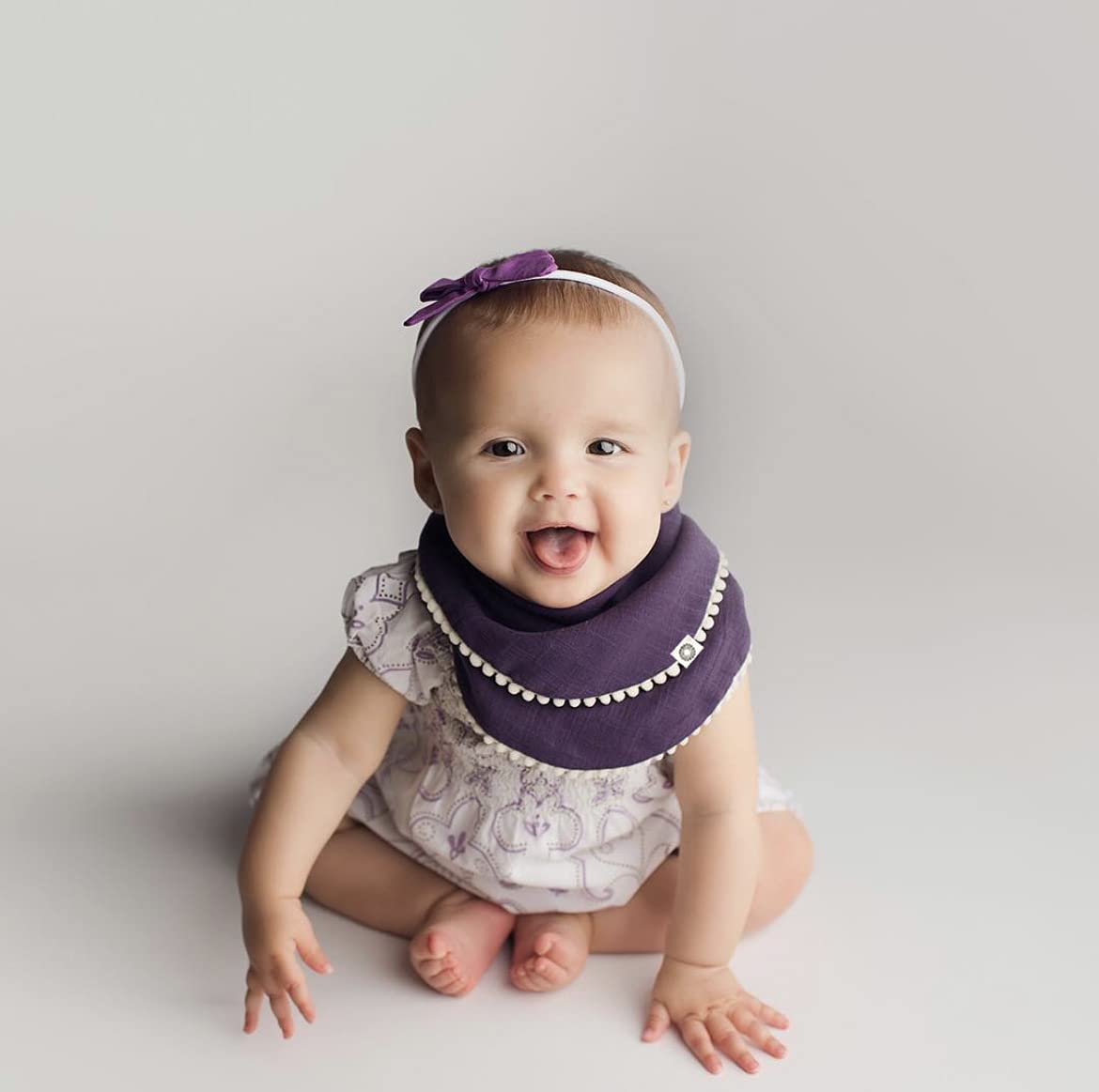 Organic Cotton Baby Bibs for Girls - Set of 6 Fairtrade & GOTS Certified Pom Pom Drool Bibs | Soft & Absorbent for Feeding, Teething & Playtime
