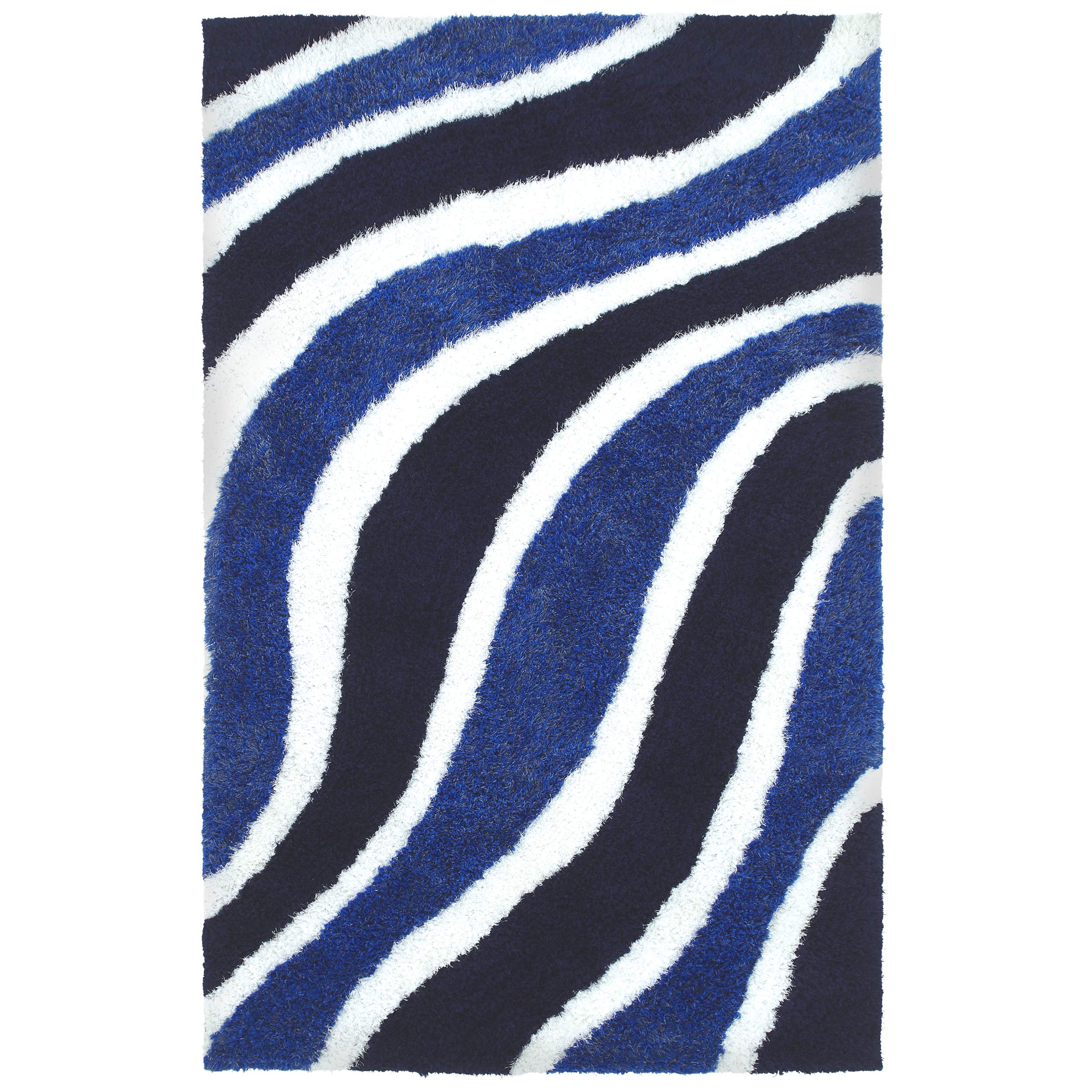 Super Soft Extra-Thick High Piled Surfside Area Rug - Plush Cotton Backing, Shabby Chic Industrial Luxury Retro Style - Navy Blue 5' x 8' - Perfect for Living Room, Bedroom & Office Decor