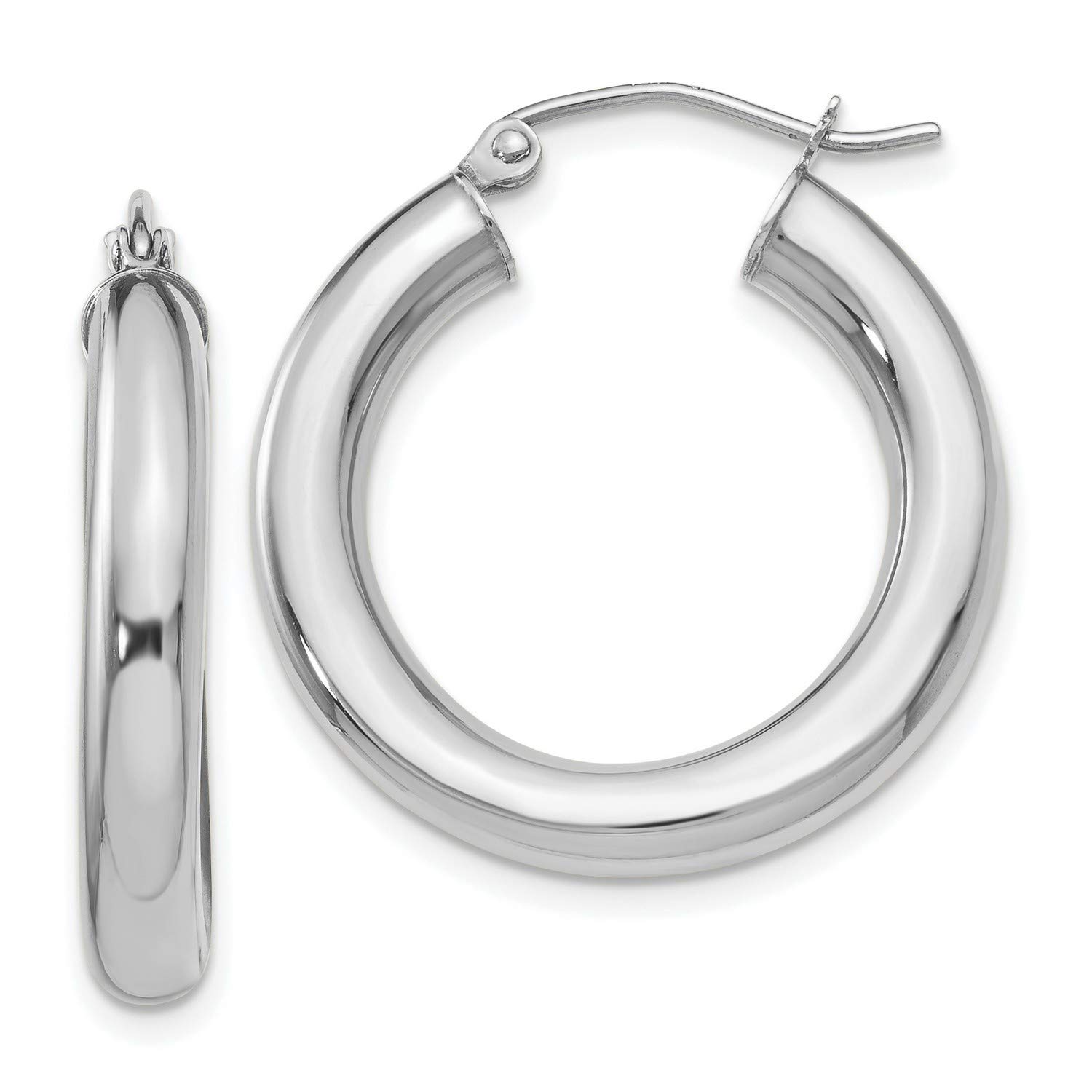 10K White Gold Lightweight Hoop Earrings 26x16mm - Elegant Everyday Jewelry for Women, Perfect for Work, Date Night & Special Occasions