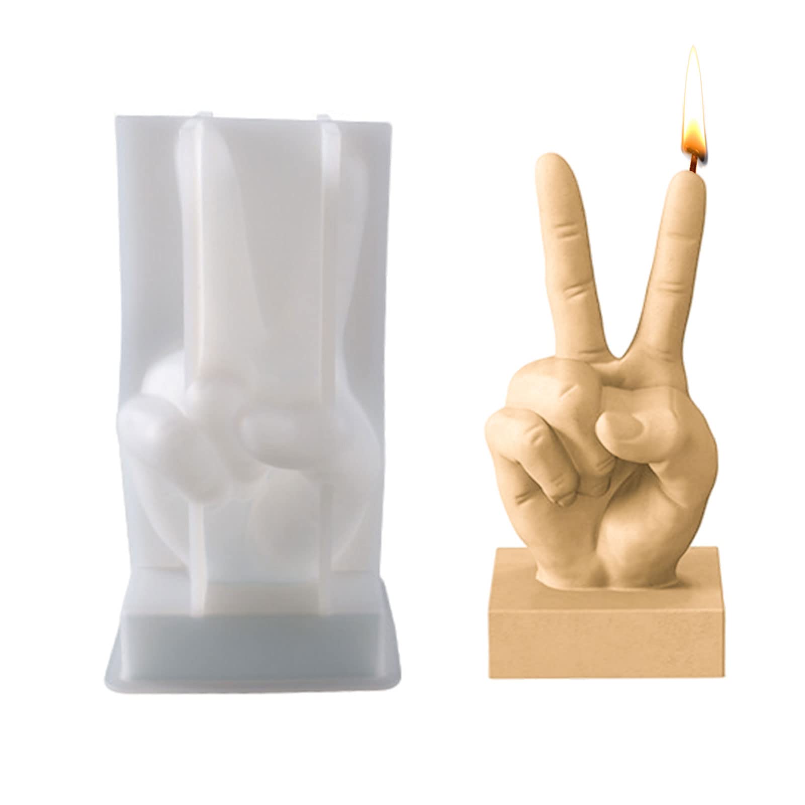 Qoyntuer 3D Hand Gesture Resin Mold - Victory Shape Silicone Molds for DIY Candle Making, Epoxy Resin Casting, Aromatherapy Candles - Perfect for Home Decor, Wedding Favors & Gift Making