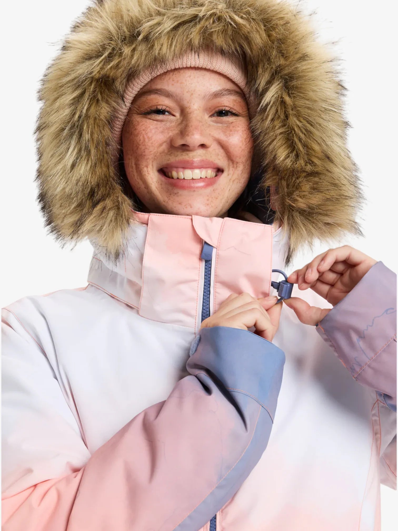 Roxy Women's Jet Ski Snow Jacket - Waterproof Winter Coat for Skiing & Snowboarding - Warm Insulated Hooded Puffer Jacket in White Coral