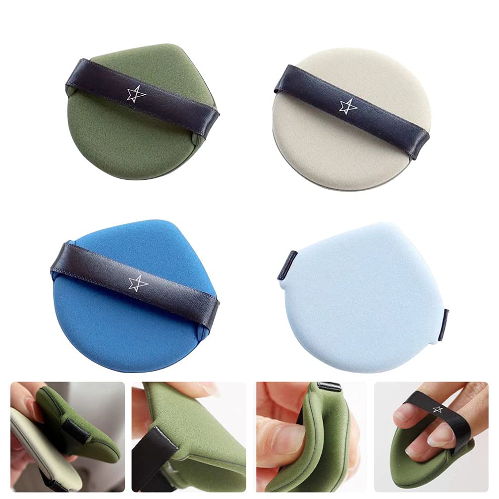 Beaupretty 4Pcs Premium Velour Powder Puffs - Soft Makeup Sponge for Loose & Pressed Foundation, Setting Powder - Perfect for Flawless Blending & Touch-Ups On-The-Go