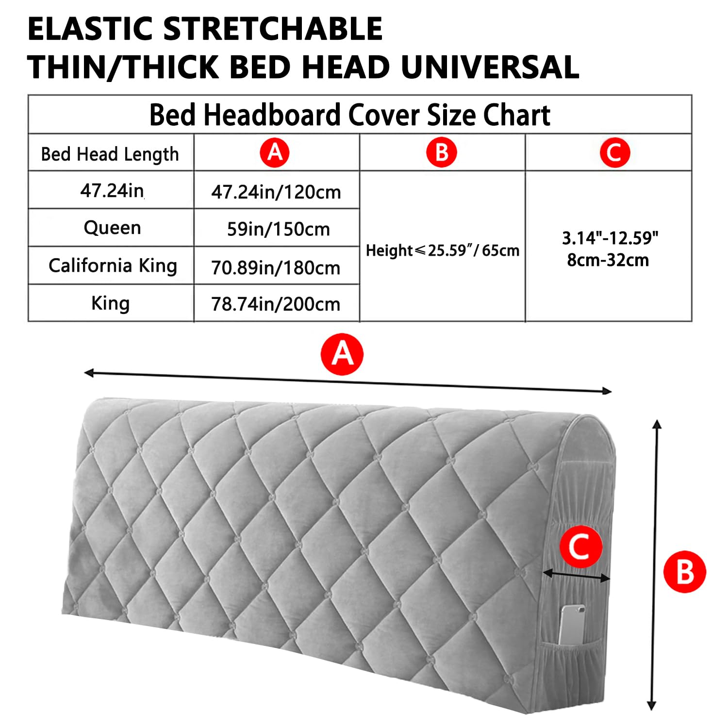 Universal Stretch Headboard Cover for Full/Queen/Cal King Beds - Washable Dustproof Slipcover Protector (Rose Red, 47.2 Inches) - Perfect for Bedroom Decor, Home Styling & Headboard Protection