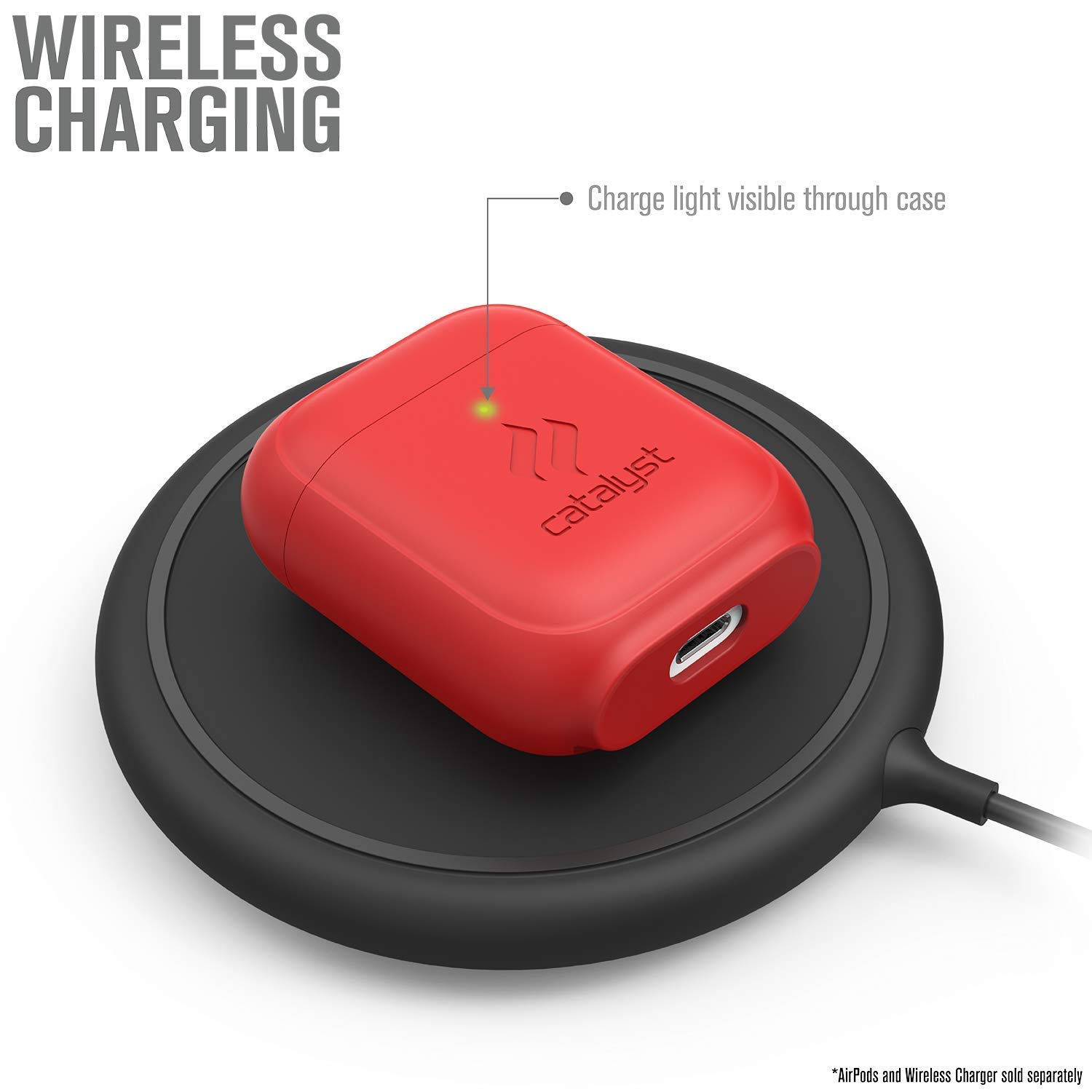 Premium Silicone Standing Case for AirPods 1 & 2 - Wireless Charging Compatible, Visible Charging Light, High-Grip Glossy Finish (Flame Red) - Perfect for Gym, Travel & Everyday Protection
