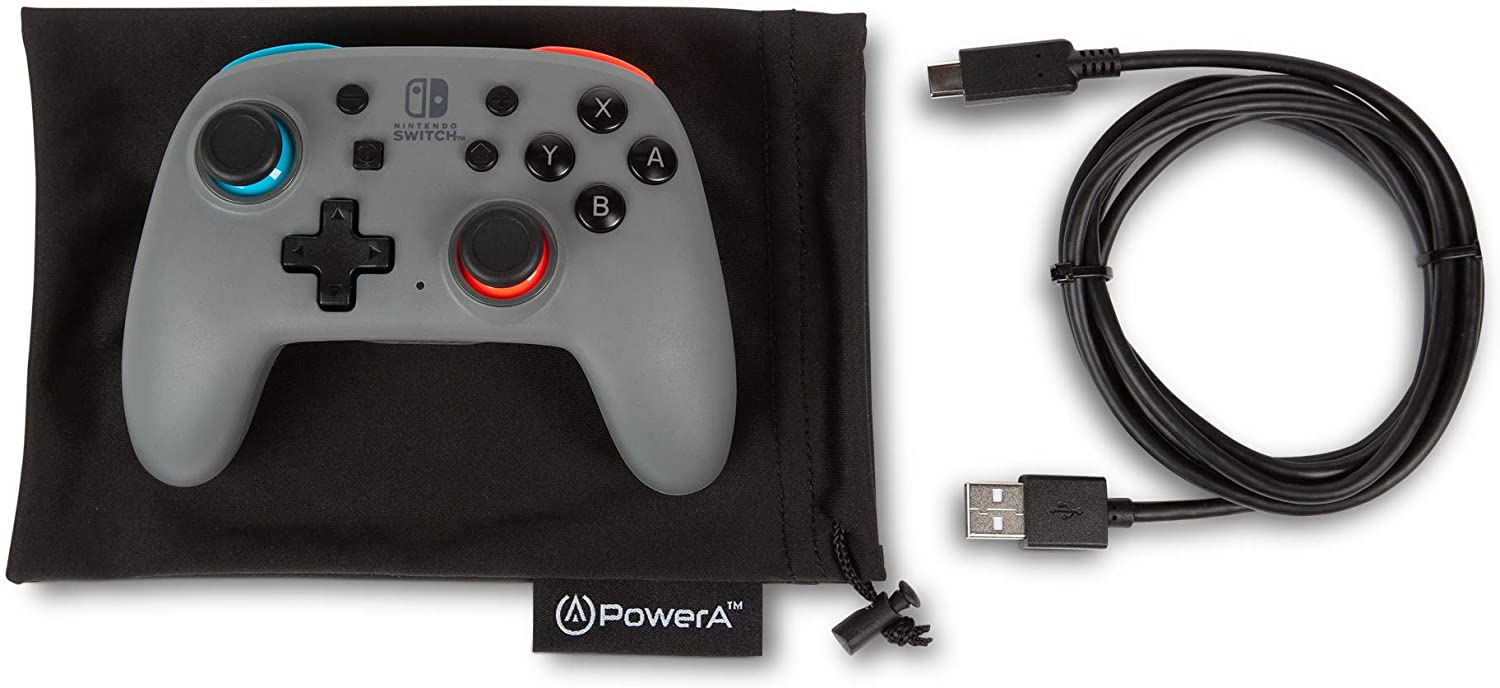PowerA Nano Enhanced Wireless Controller for Nintendo Switch - Grey/Neon | Ergonomic Design, Motion Controls, Long Battery Life | Perfect for Gaming at Home or On-The-Go